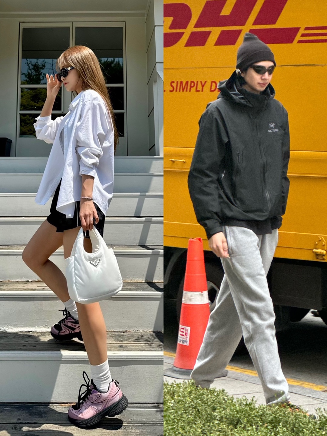 Gentle Monster x Maison Margiela MM004 Grey Black, Converse x Drkshdw Turbodrk Chuck 70 Hi Laceless Cactus Flower 착용 스타일 - 3