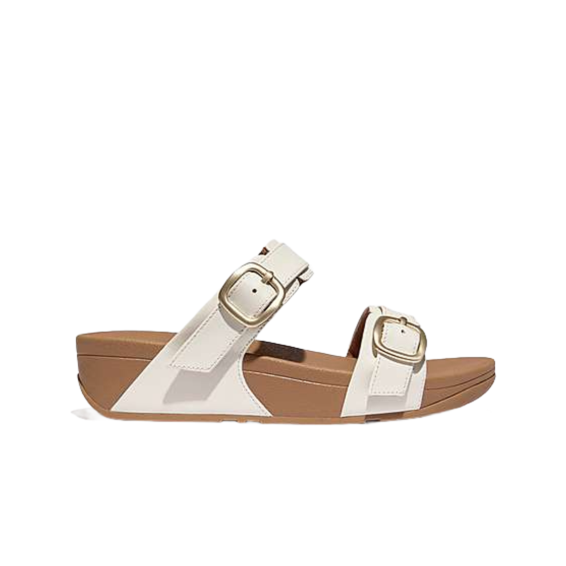 (W) 핏플랍 루루 어드저스터블 버클 레더 슬라이드 어반 화이트((W) FITFLOP Lulu Adjustable Buckle Leather Slides Urban White) - 1