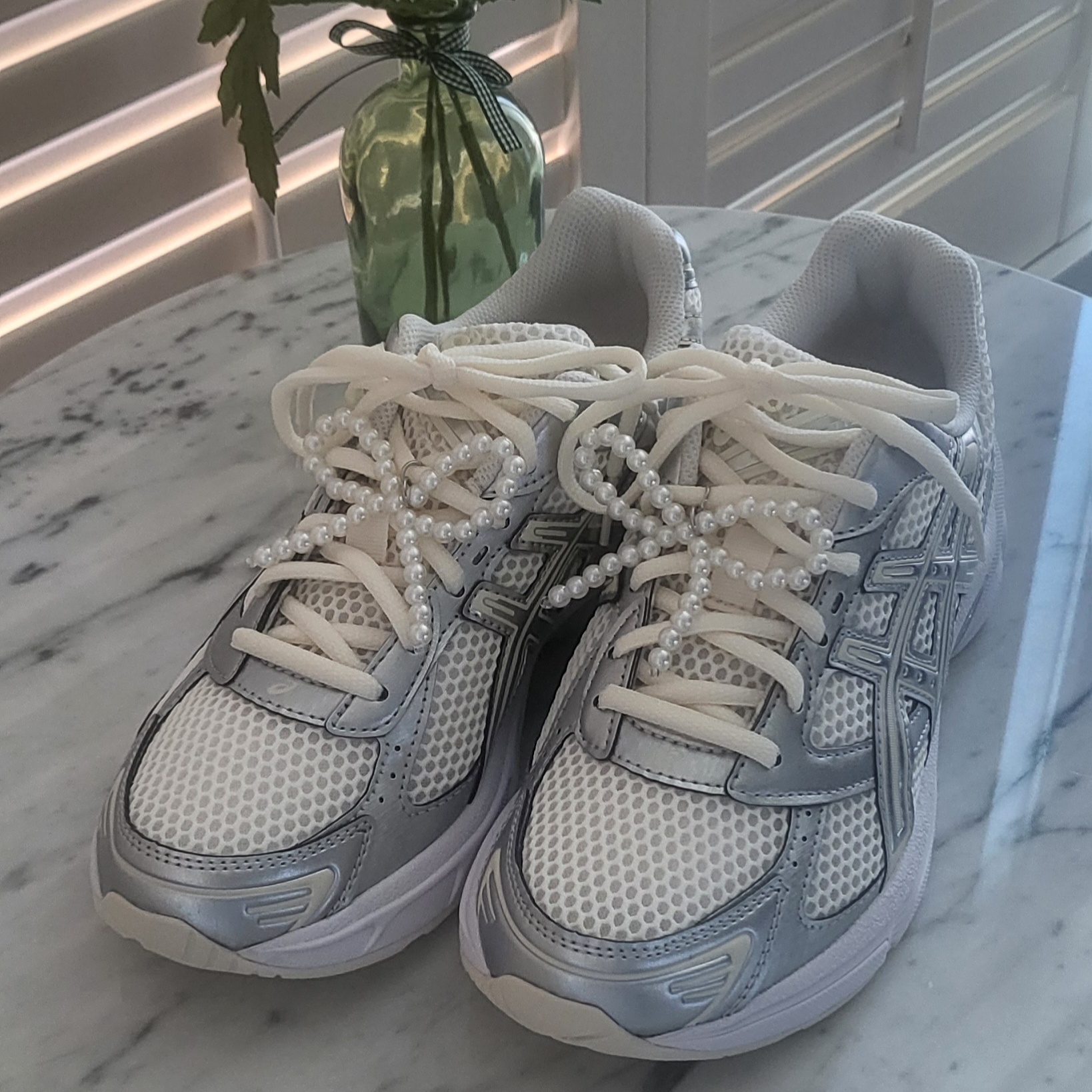 (W) Asics Gel-1130 Cream Pure Silver 착용 스타일 - 2