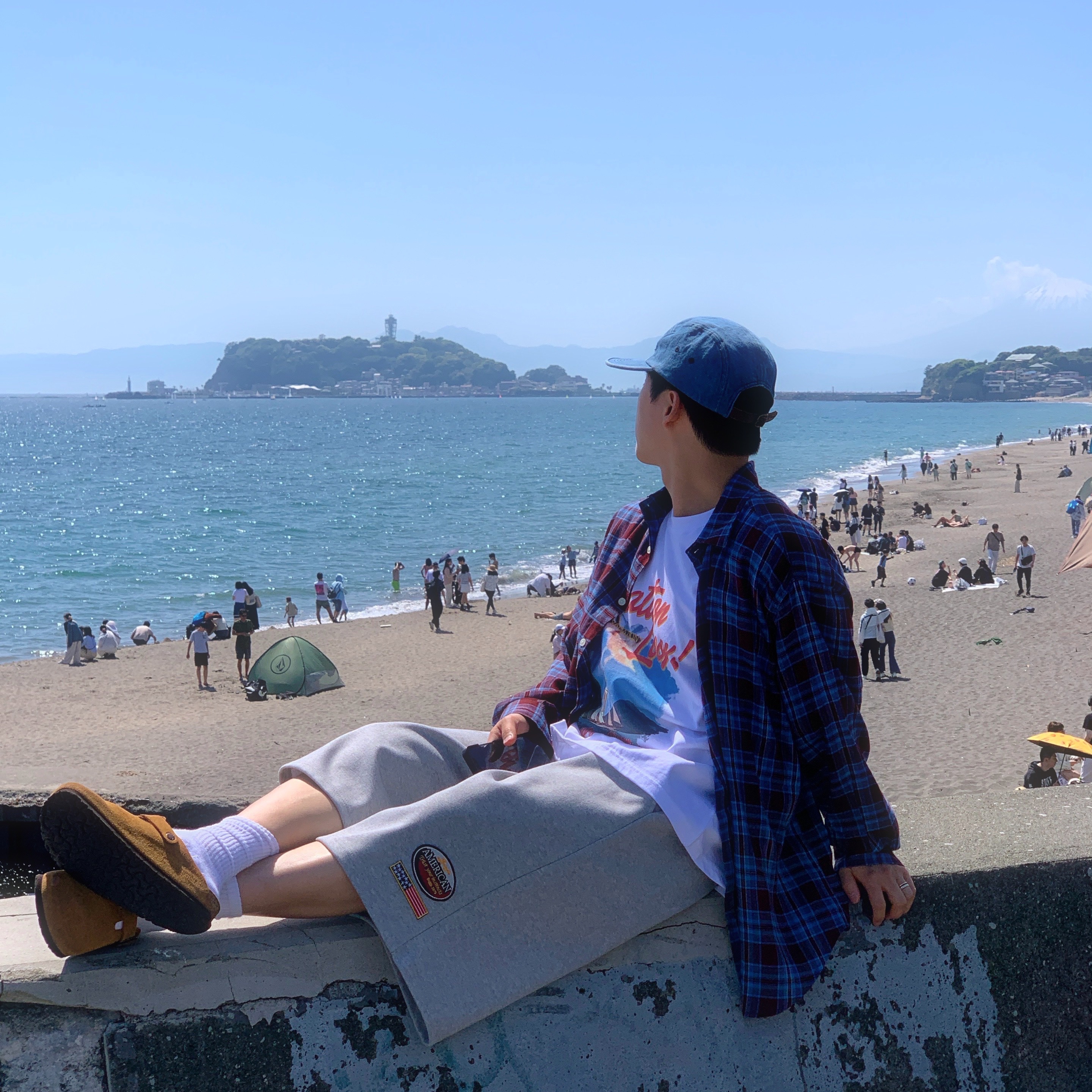 Birkenstock Boston Soft Footbed Mink - Regular, Supreme Washed Chino Twill Camp Cap Denim - 23FW 착용 스타일 - 1