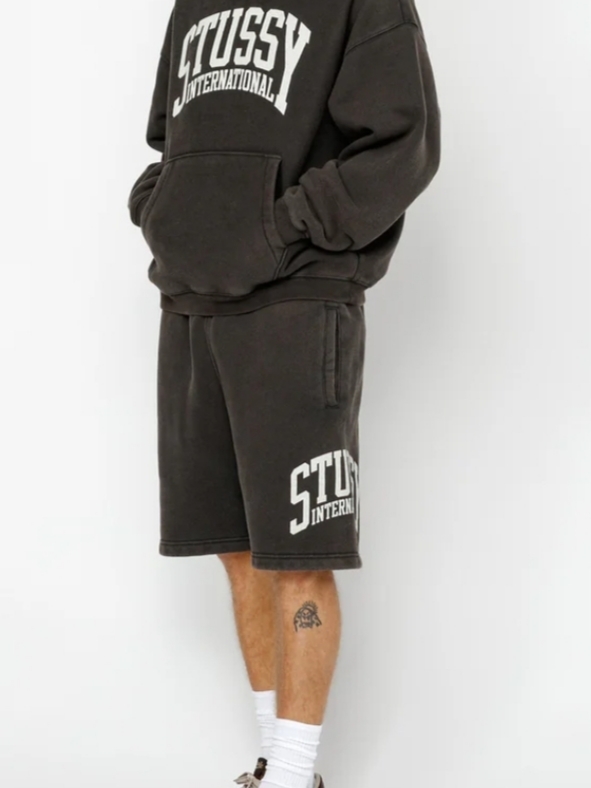 Stussy Fleece International Shorts Washed Black 착용 스타일