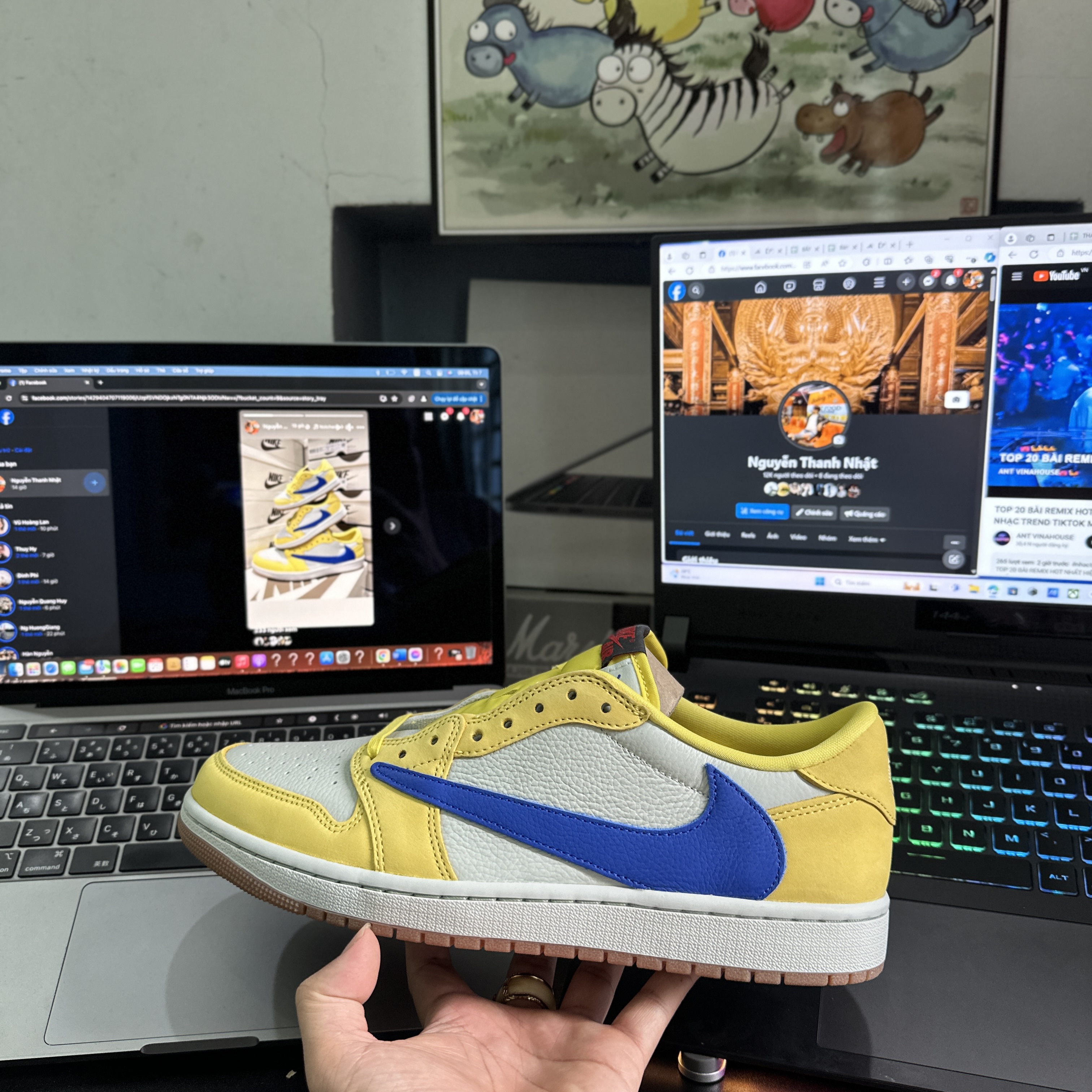 (W) Jordan 1 x Travis Scott Retro Low OG SP Canary 착용 스타일