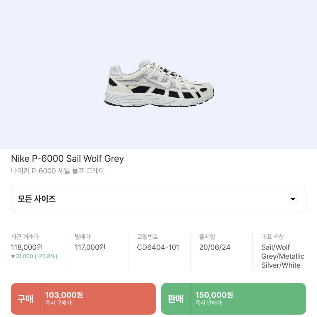 Nike P-6000 Sail Wolf Grey 착용 스타일 - 2