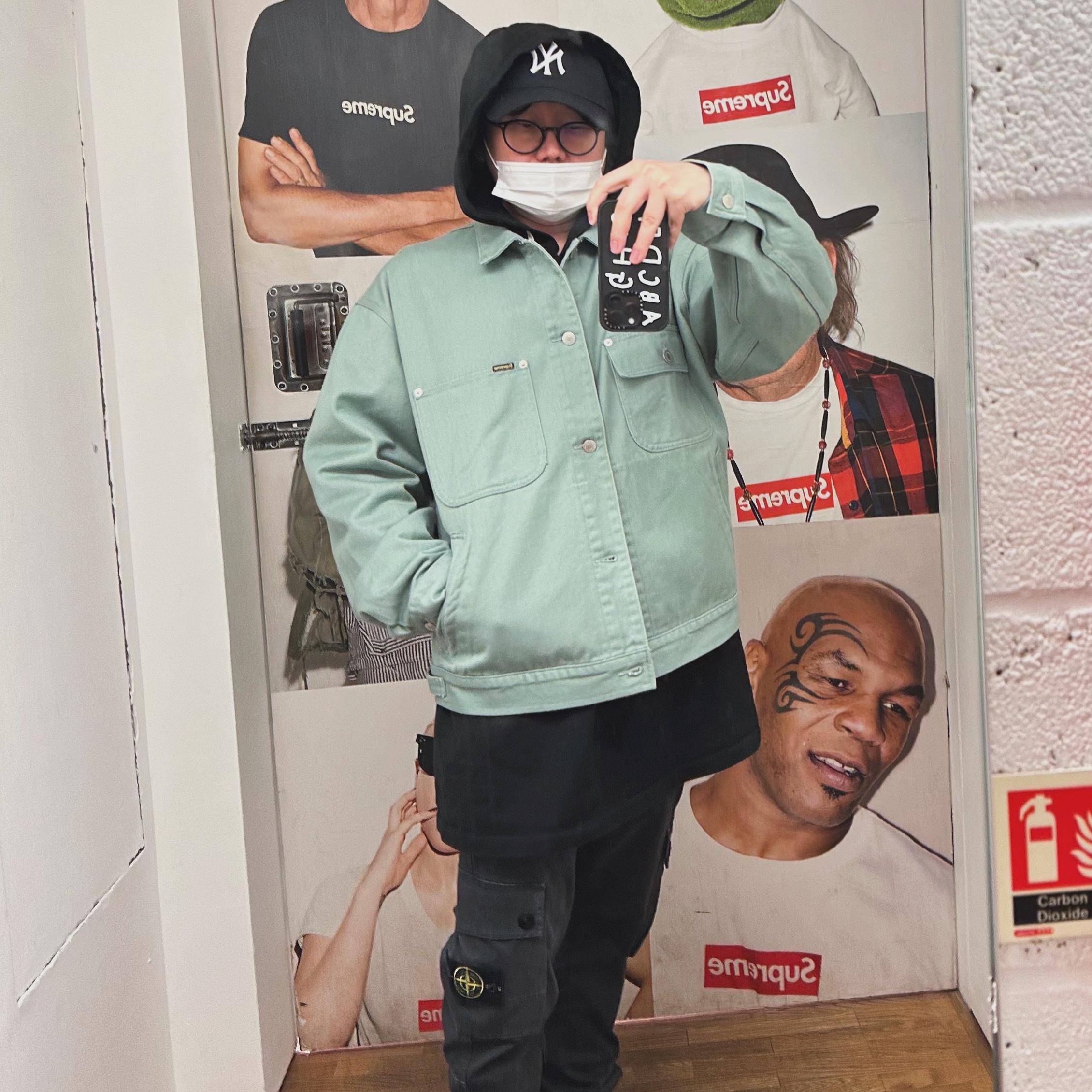 Supreme Denim Chore Trucker Jacket Mint - 24SS 착용 스타일