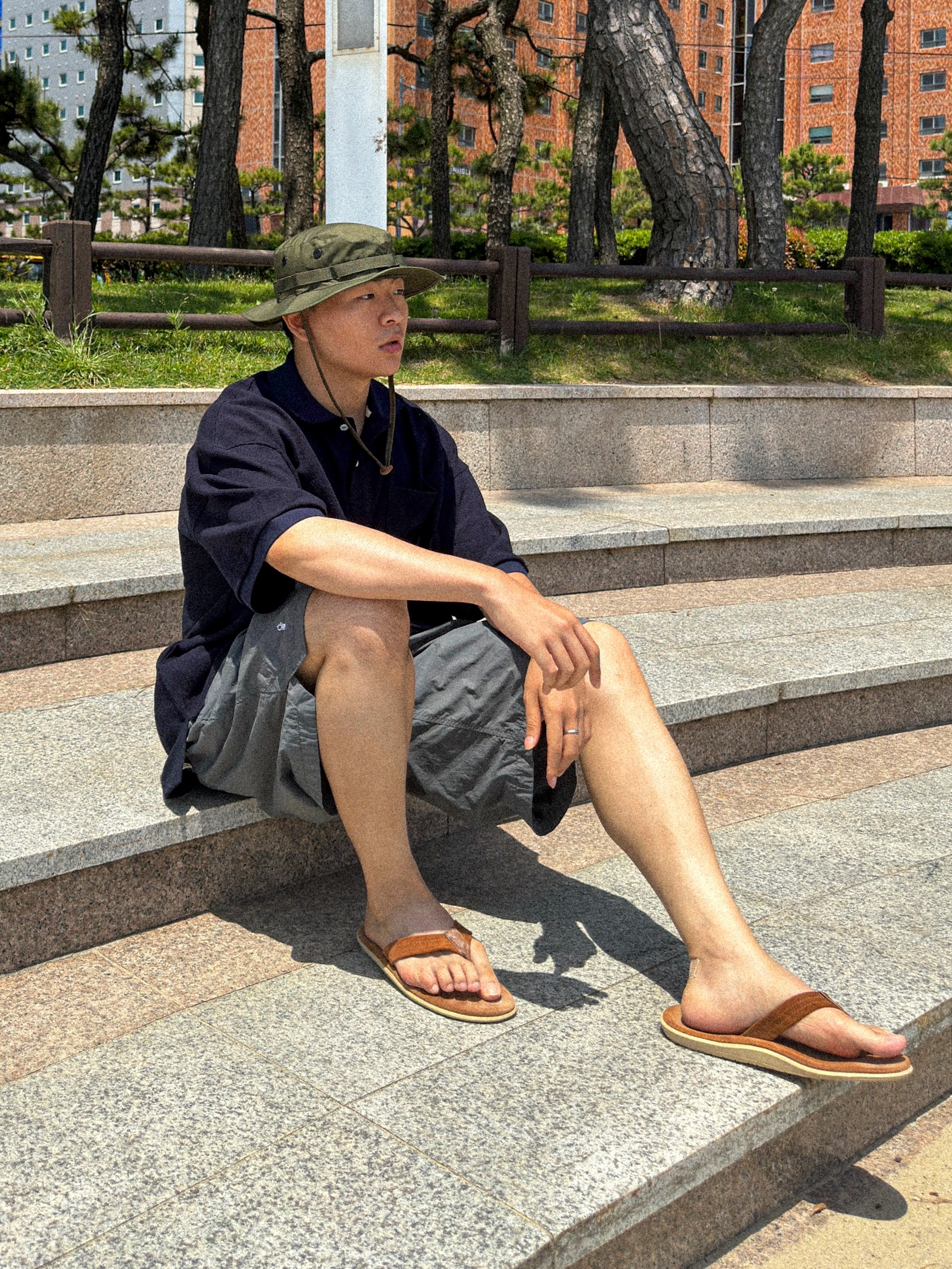 YMCL KY Jungle Hat Olive 착용 스타일 - 2