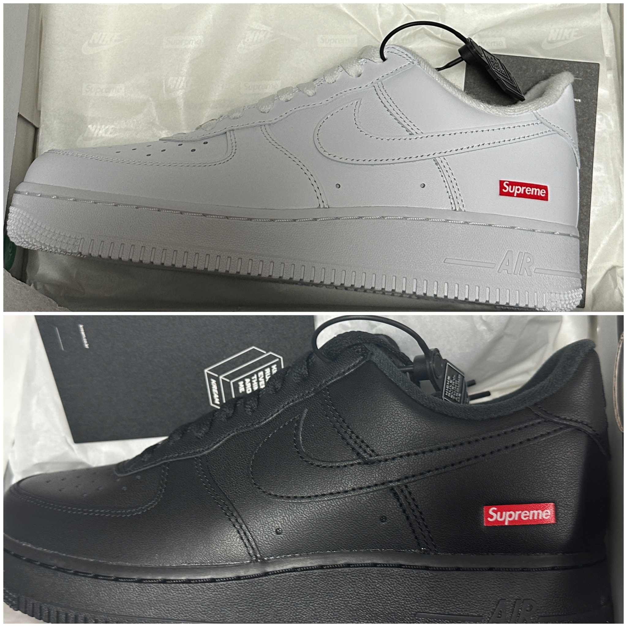 Nike x Supreme Air Force 1 Low Black, Nike x Supreme Air Force 1 Low White 착용 스타일 - 1