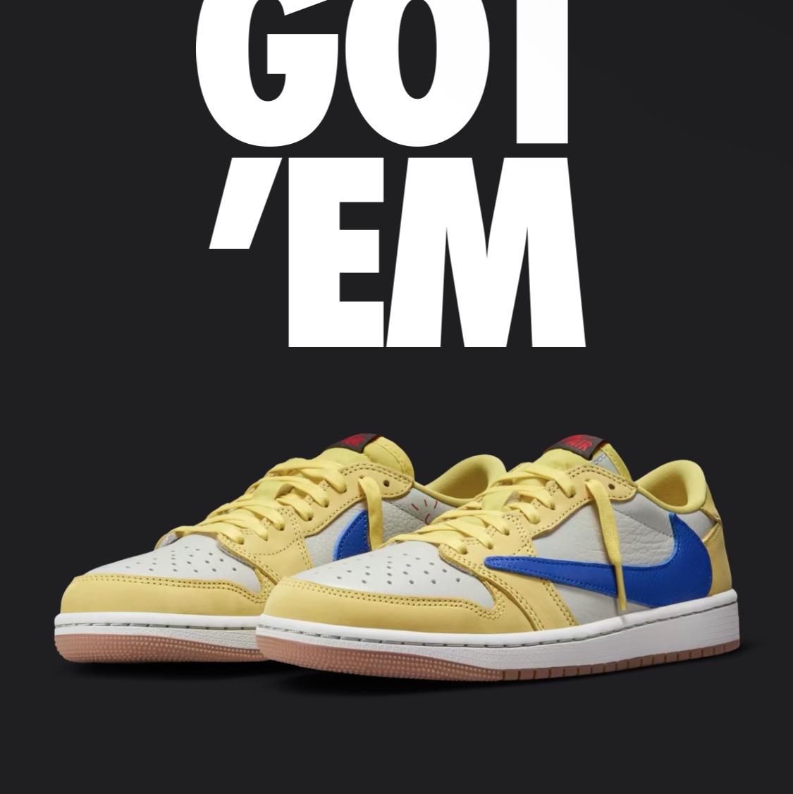 (W) Jordan 1 x Travis Scott Retro Low OG SP Canary 착용 스타일 - 1