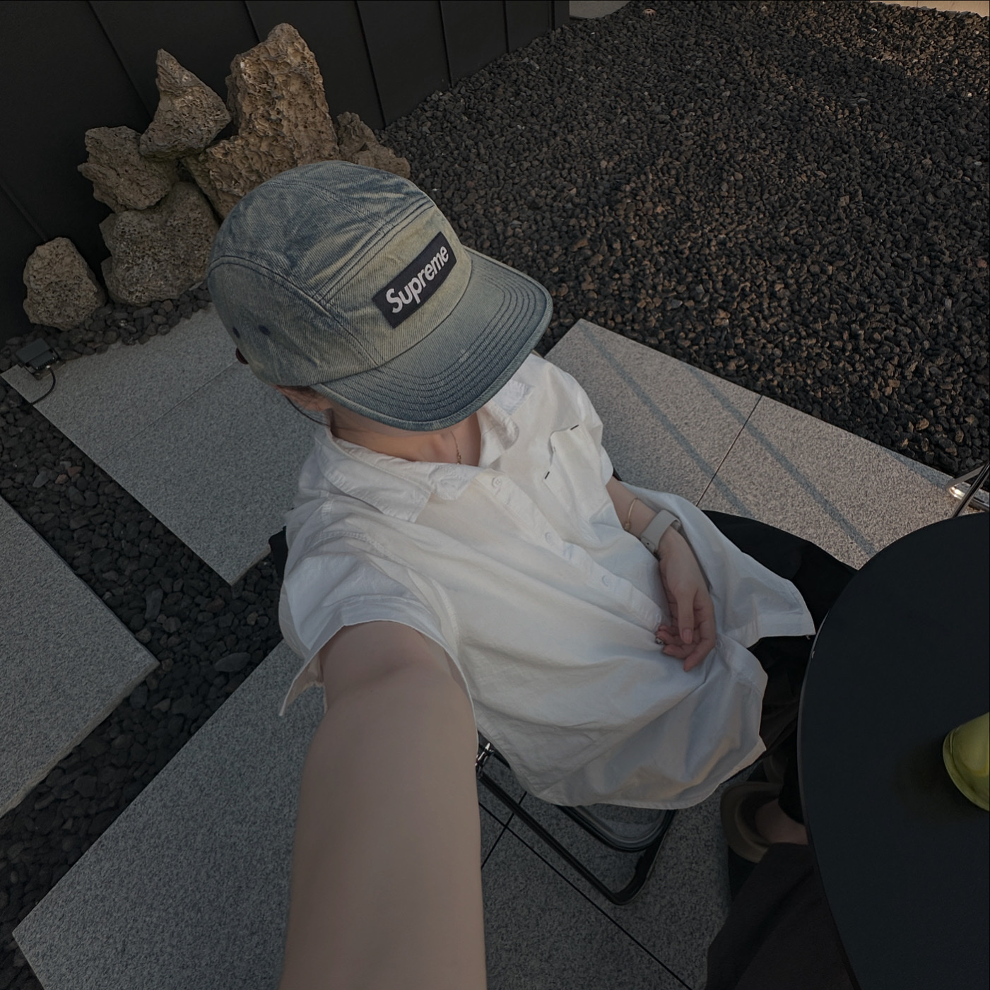Supreme Washed Chino Twill Camp Cap Dirty Indigo - 24SS 착용 스타일