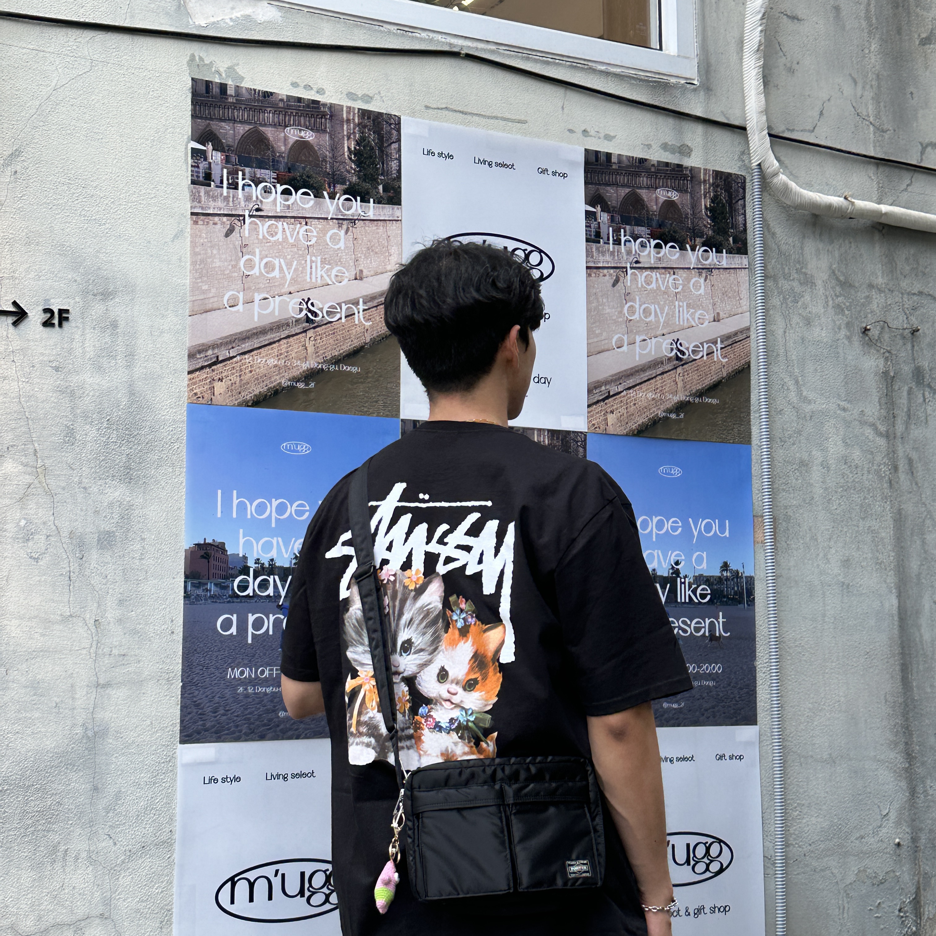 Stussy Kittens T-Shirt Black 착용 스타일