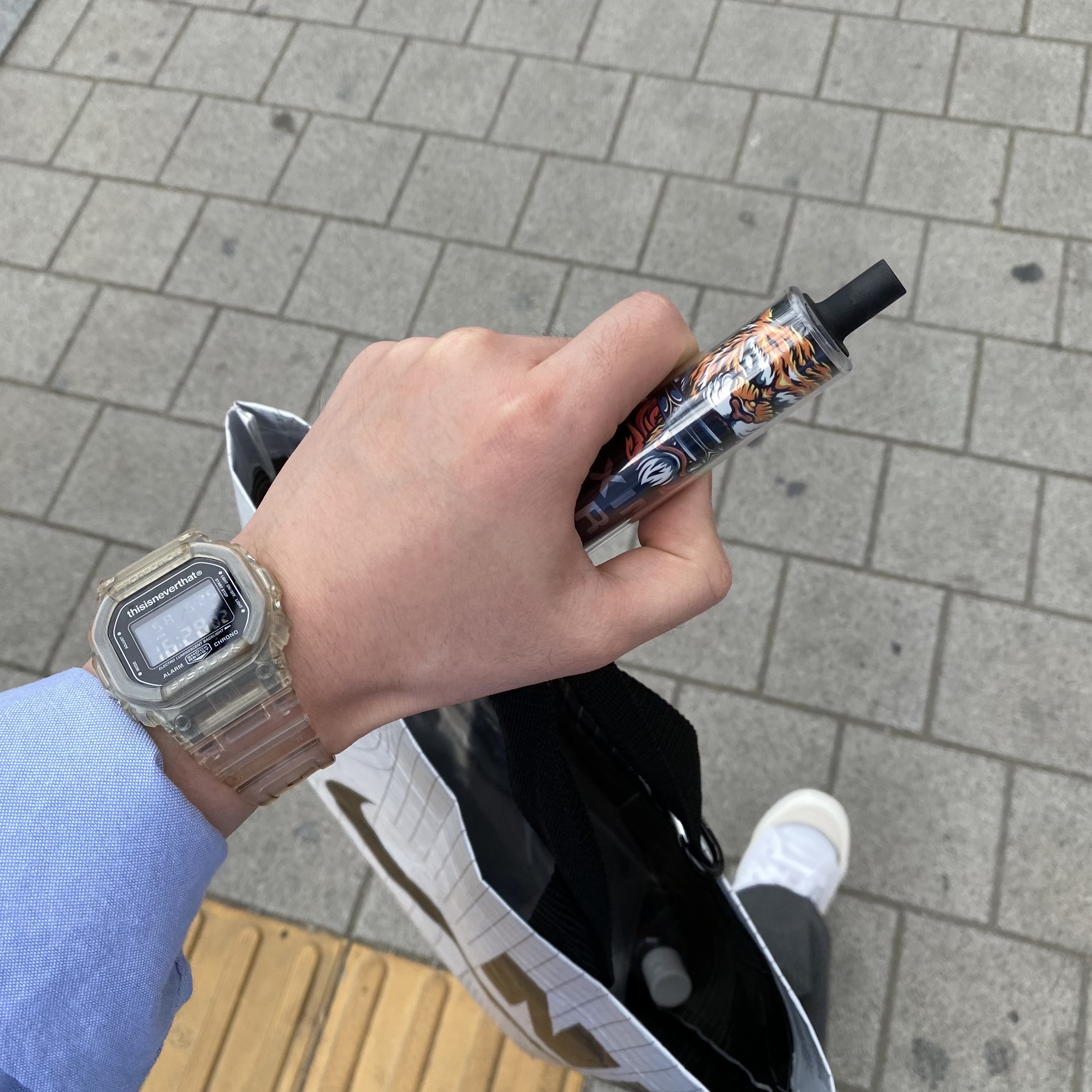 Casio G-Shock x Thisisneverthat DW-5600TINT23-7DF Skeleton, Nike Blazer Low '77 Jumbo White Black 착용 스타일 - 5