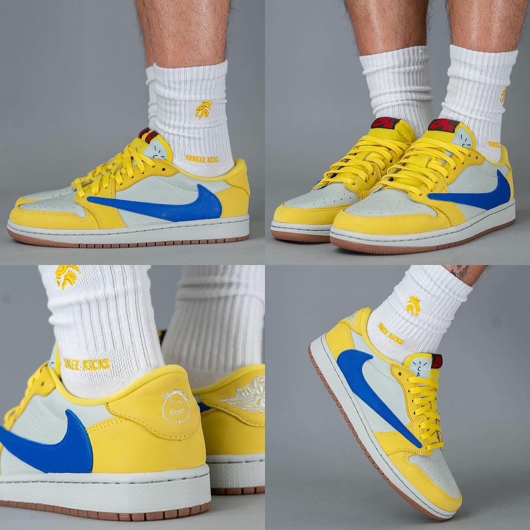 (W) Jordan 1 x Travis Scott Retro Low OG SP Canary 착용 스타일 - 1