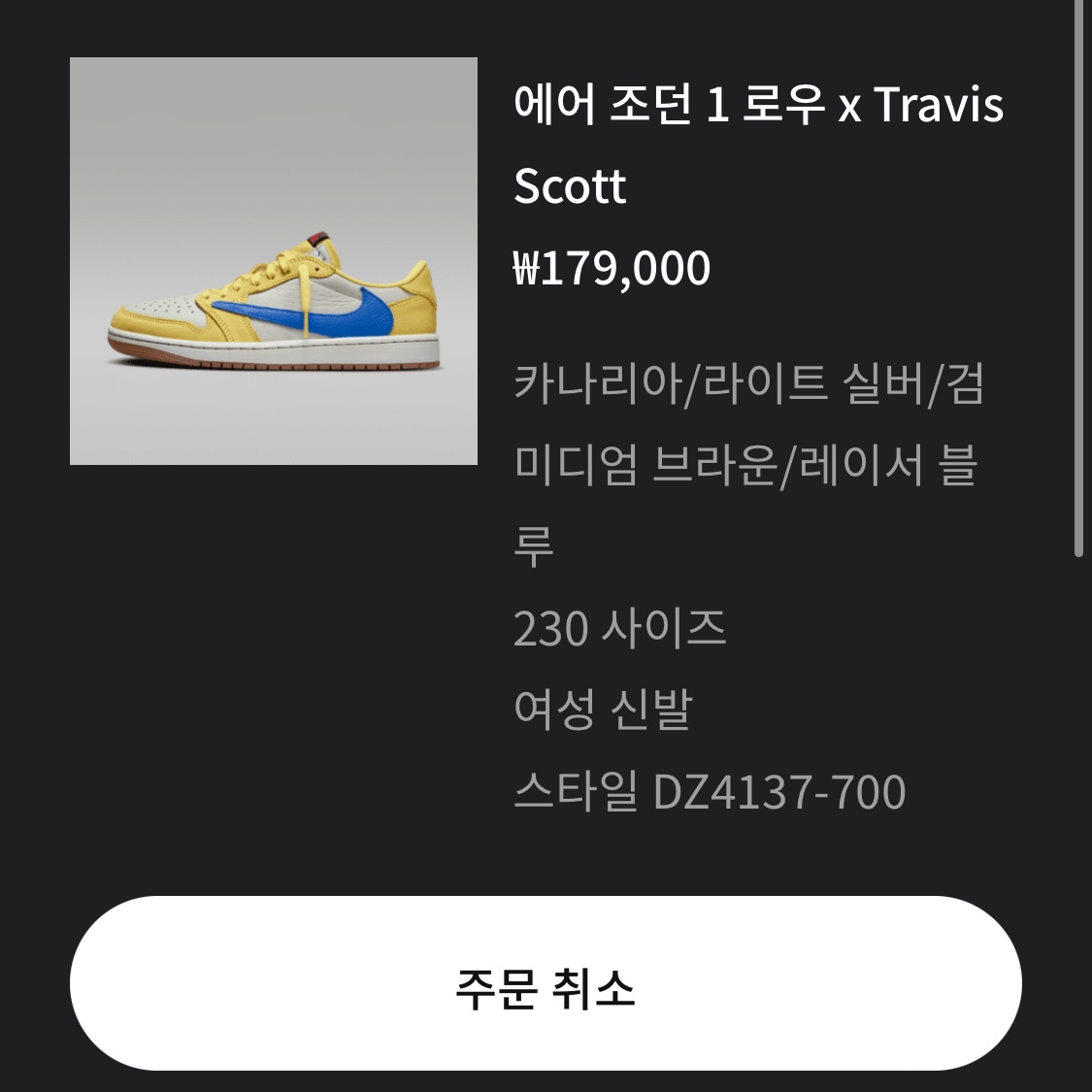 (W) Jordan 1 x Travis Scott Retro Low OG SP Canary 착용 스타일