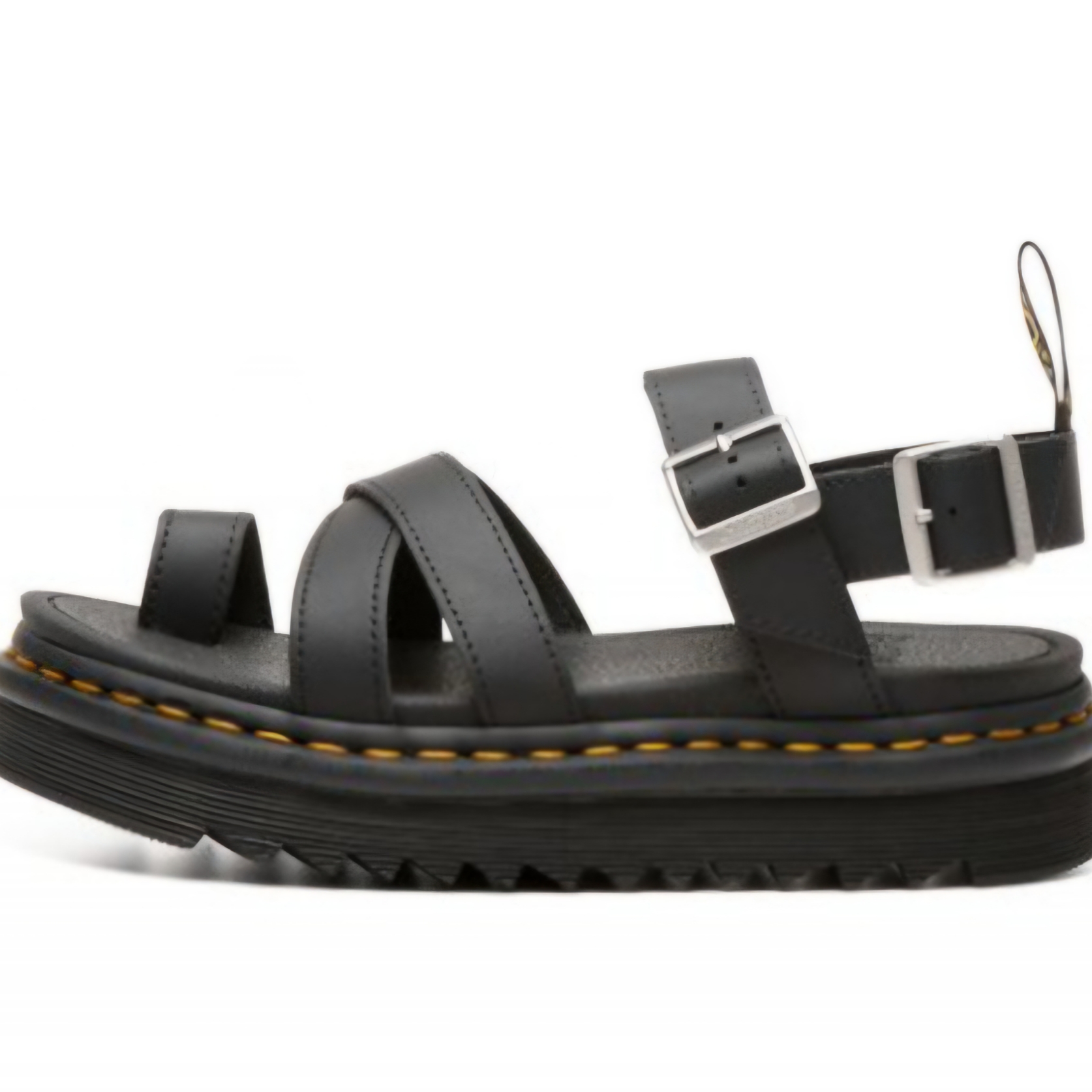 (W) Dr.Martens Avry Hydro Leather Strap Sandals Black 착용 스타일
