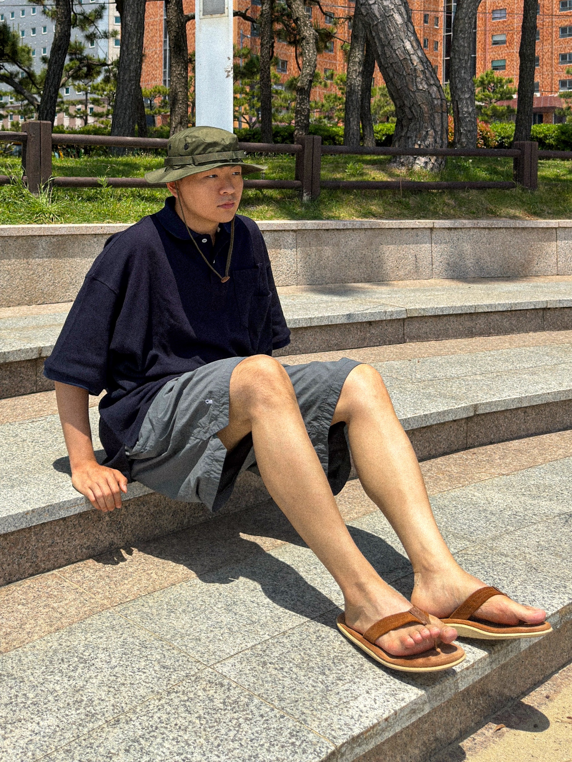 YMCL KY Jungle Hat Olive 착용 스타일 - 1