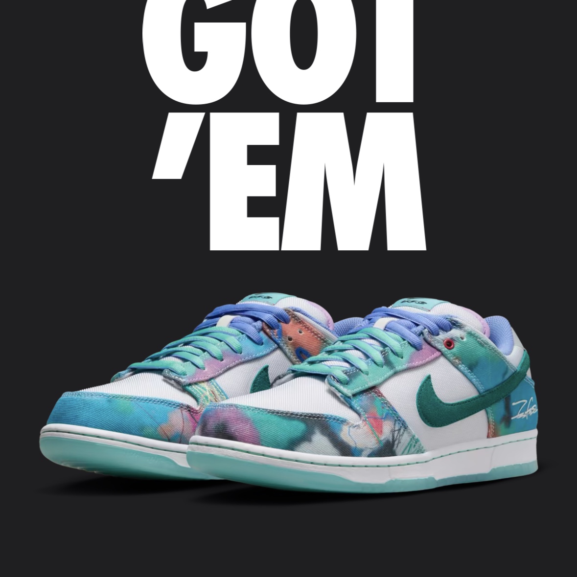 Nike x Futura Laboratories SB Dunk Low OG QS White and Geode Teal 착용 스타일