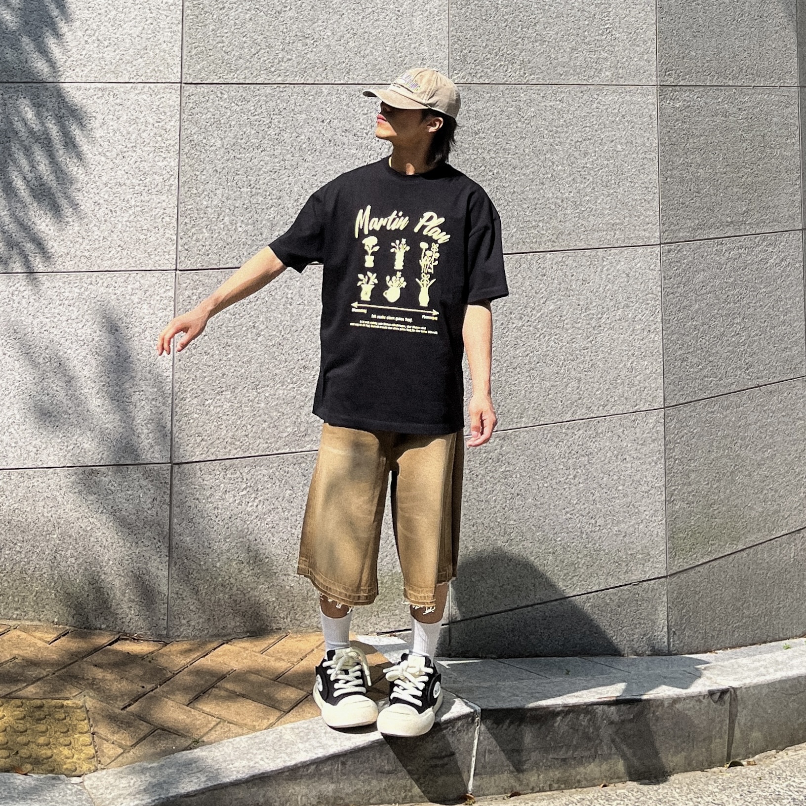 Maison Mihara Yasuhiro Blakey VL OG Sole Canvas Low-top Sneakers Black 착용 스타일 - 2