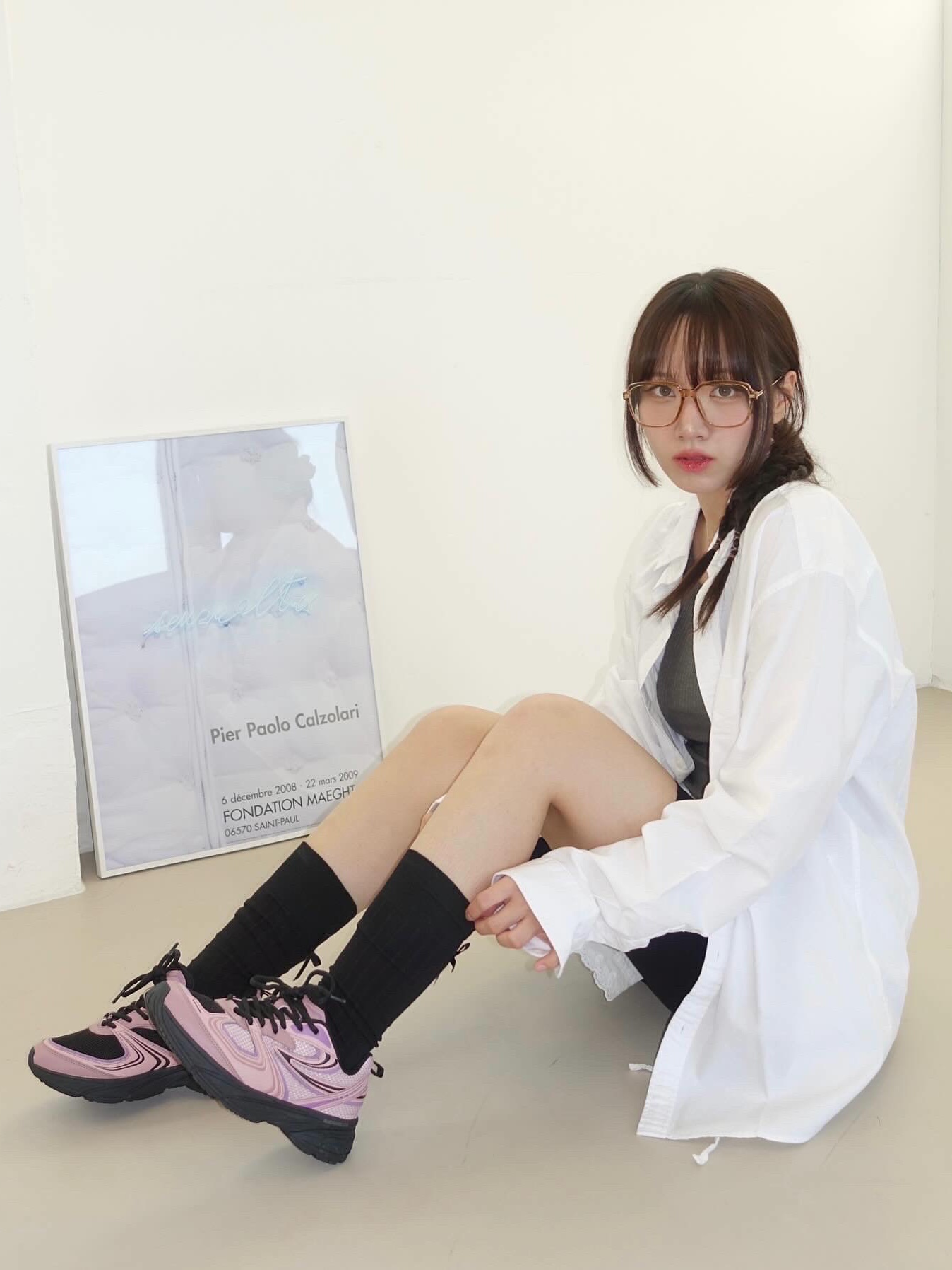 Fila Interun Pink Black 착용 스타일 - 3
