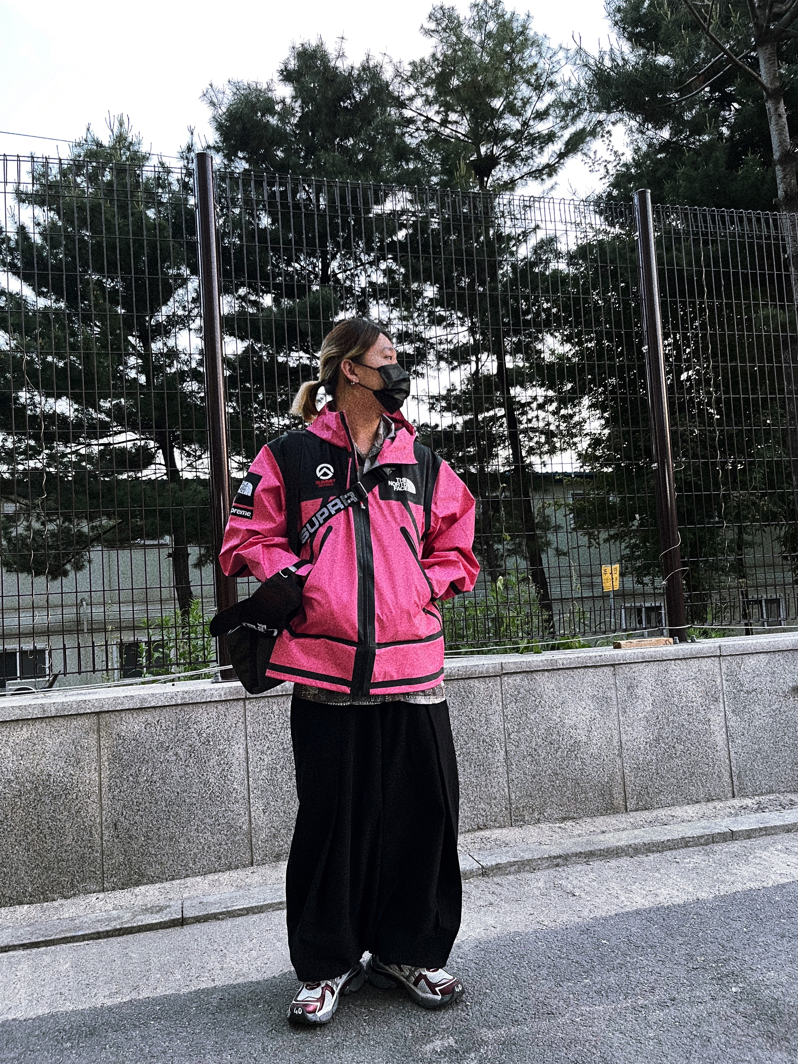 Supreme x The North Face Summit Series Outer Tape Seam Jacket Pink - 21SS, Balenciaga Runner Sneakers Grey Burgundy 착용 스타일 - 3