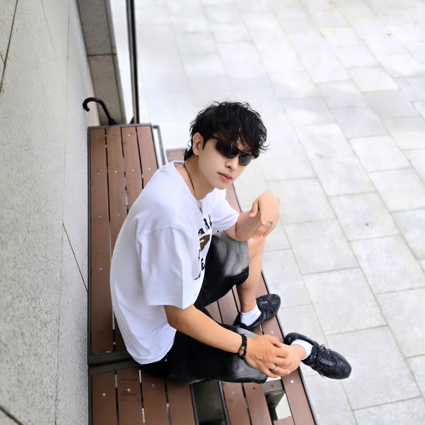Samsung Galaxy Watch6 44mm LTE Silver (Korean Ver.), BAPE Ninja College T-Shirt White 착용 스타일 - 7