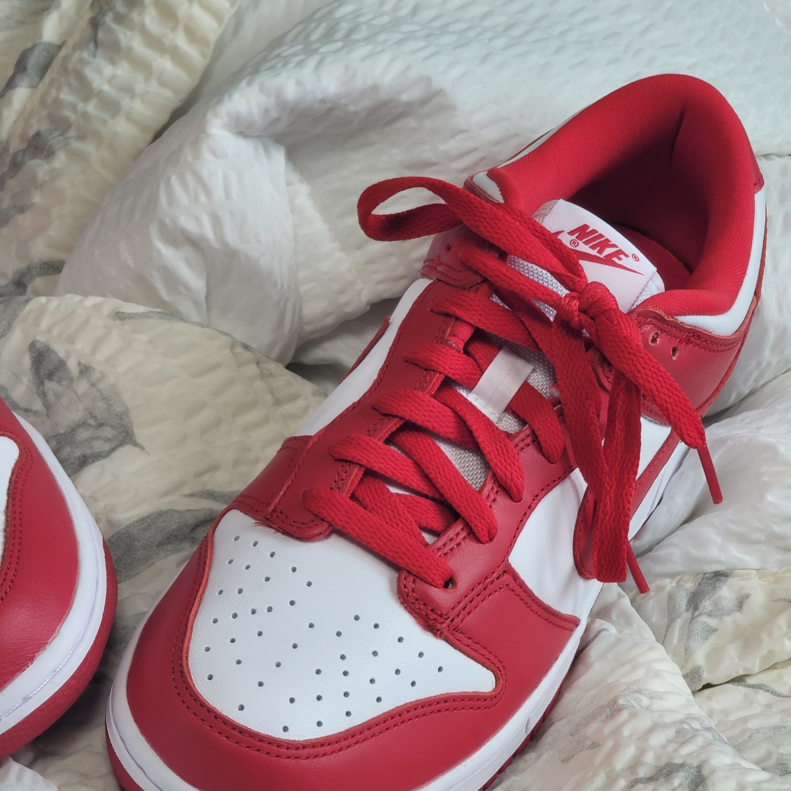 Nike Dunk Low SP White and University Red 2023 착용 스타일