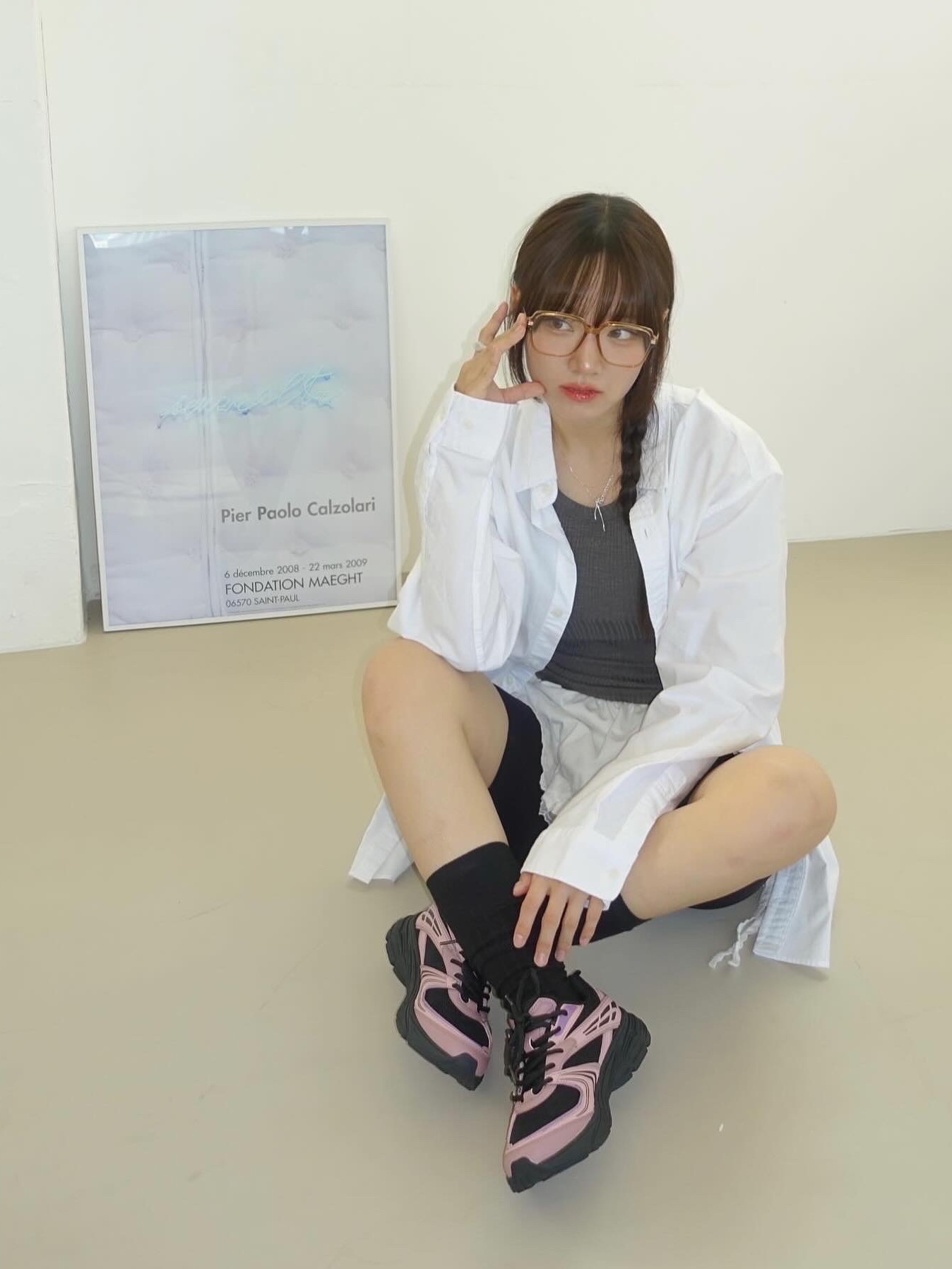 Fila Interun Pink Black 착용 스타일 - 1