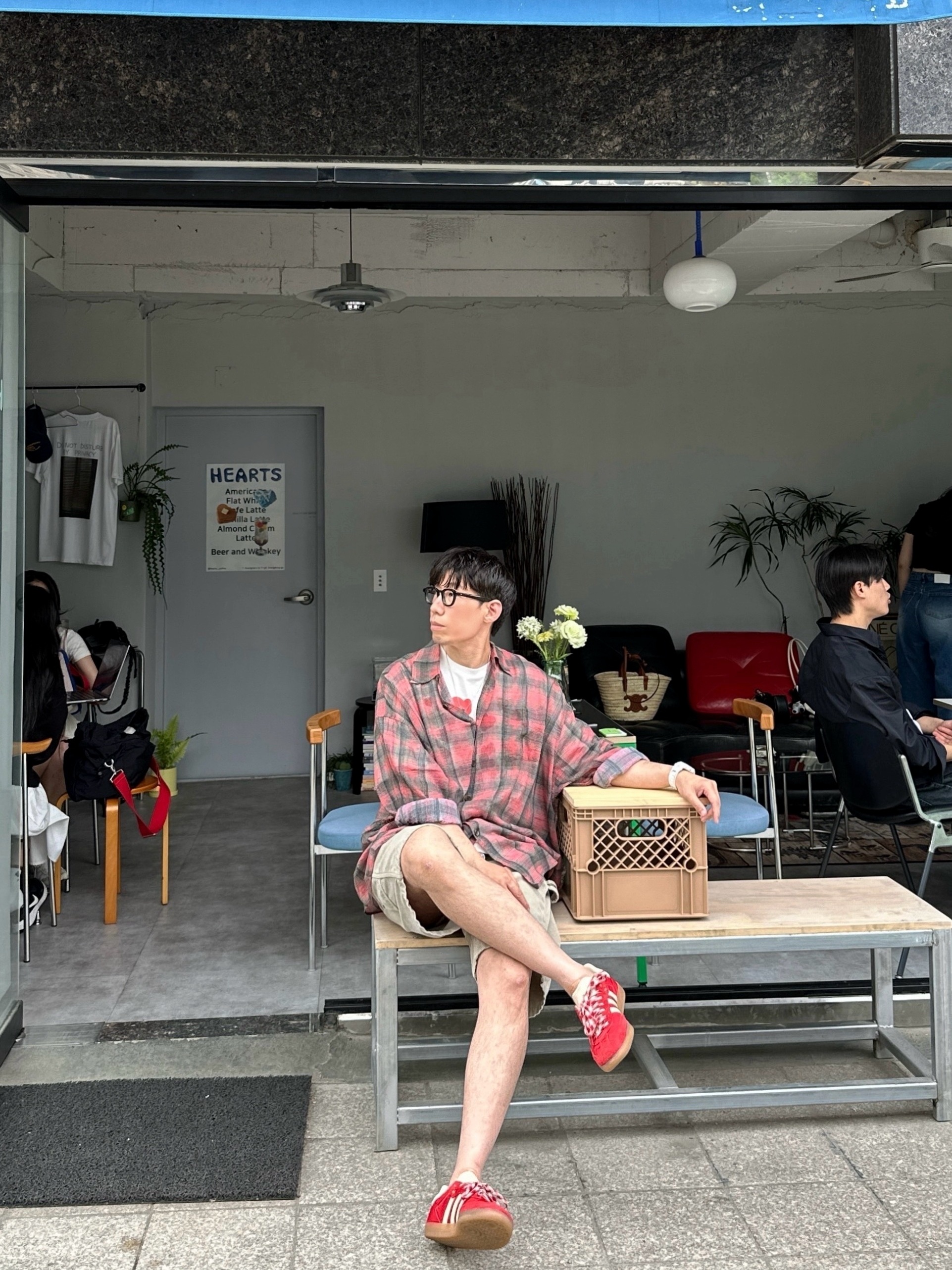 Our Legacy Borrowed Shirt Big Lumbercheck Print, Supreme Washed Corduroy Double Knee Painter Short Tan - 24SS 착용 스타일