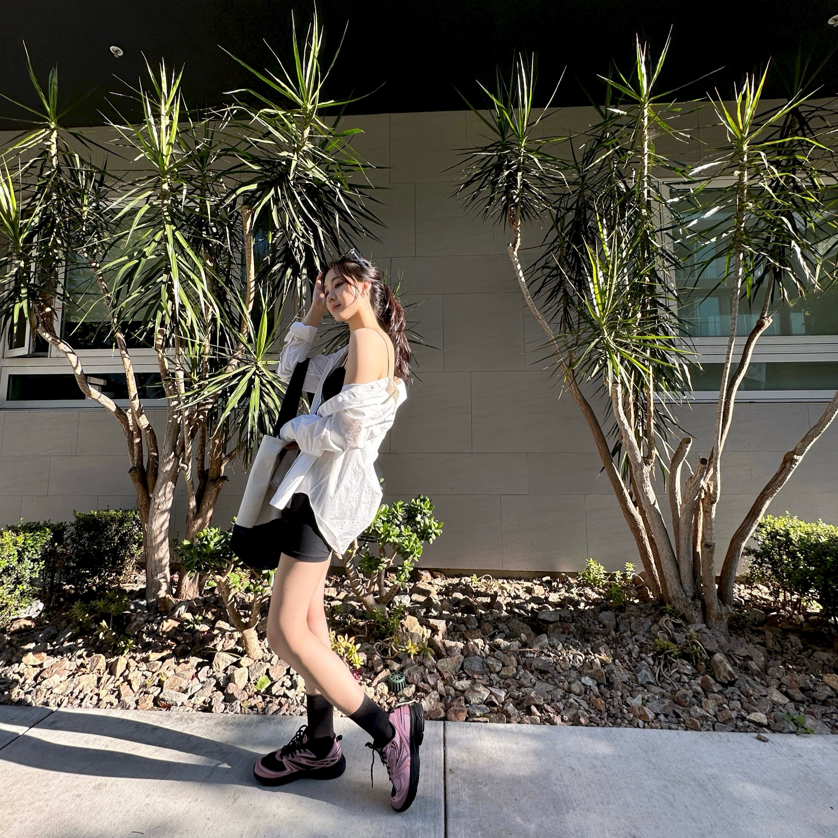 Fila Interun Pink Black 착용 스타일 - 2