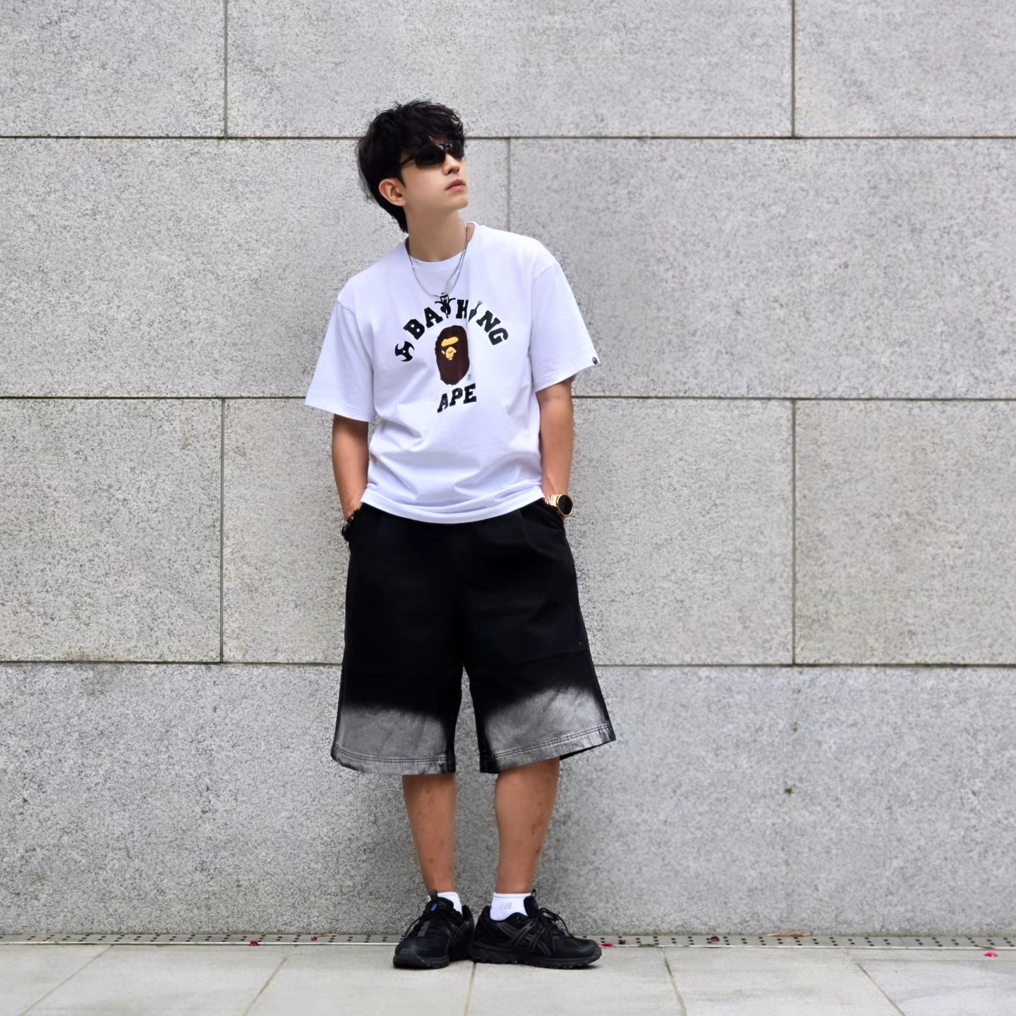 Samsung Galaxy Watch6 44mm LTE Silver (Korean Ver.), BAPE Ninja College T-Shirt White 착용 스타일 - 6