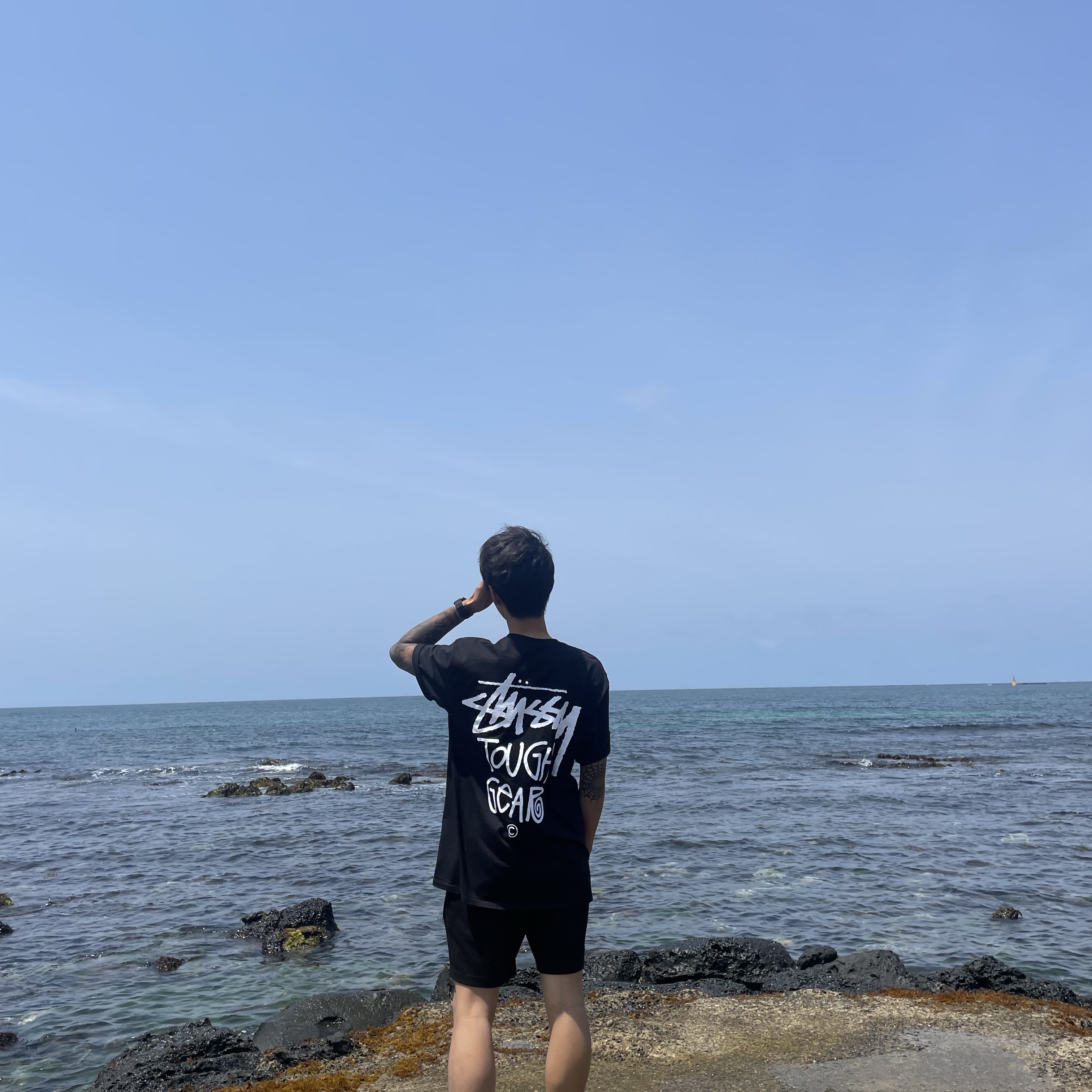 Stussy Tough Gear T-Shirt Black 착용 스타일