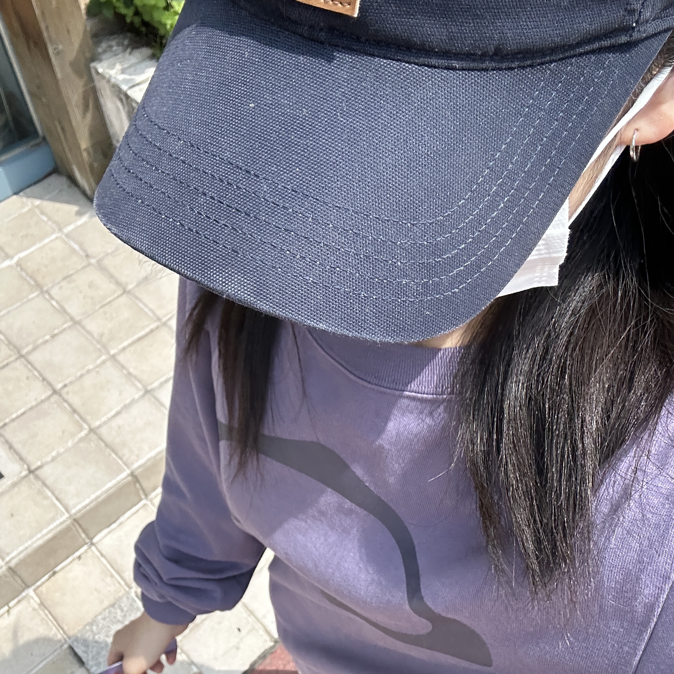 Carhartt Canvas Cap Navy, Mischief Rhombus Long Sleeve Purple 착용 스타일