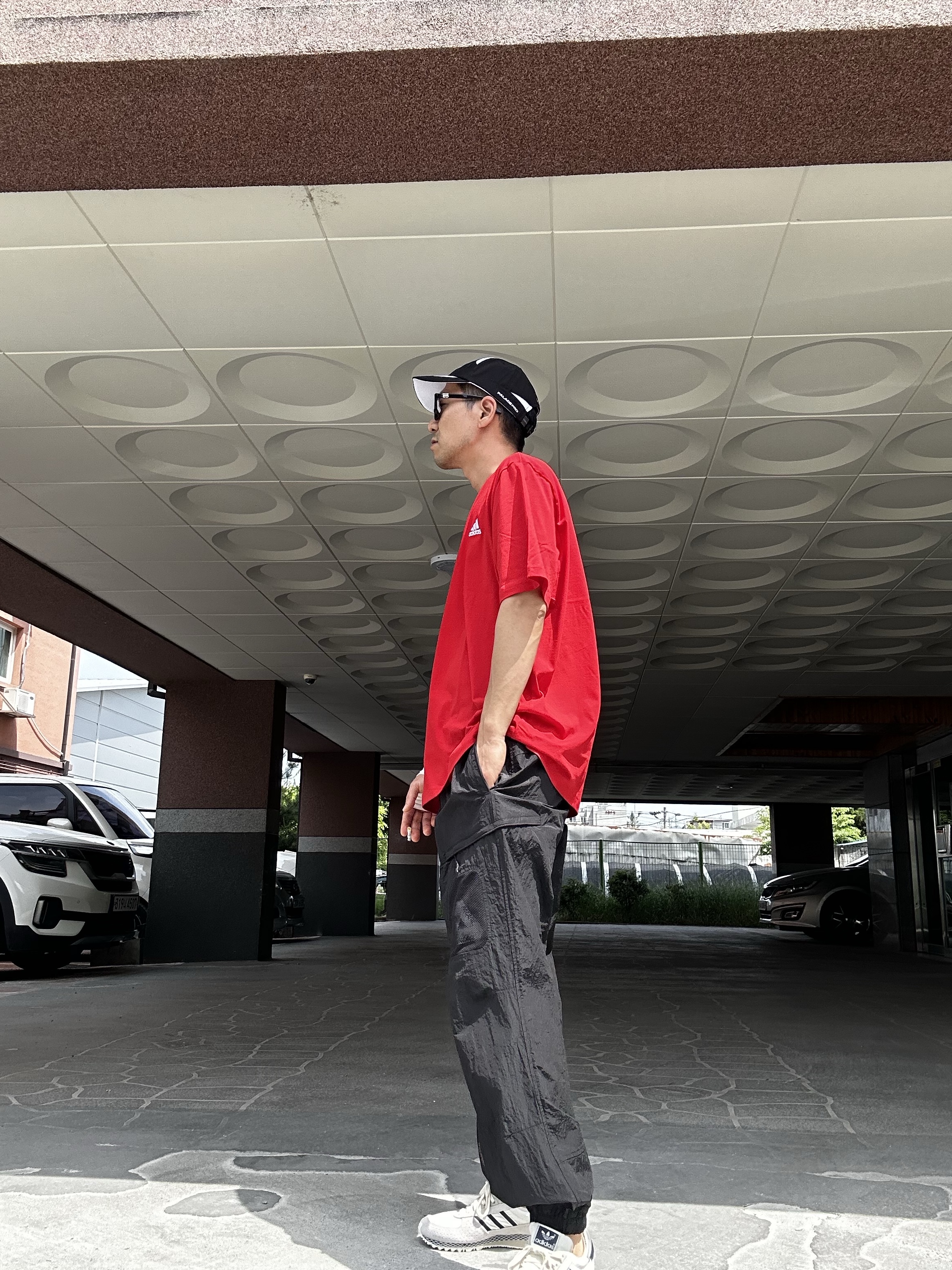 Palace Pro Shell 6-Panel Black - 23FW, Palace Y-Ripstop Shell Jogger Black - 23SS 착용 스타일 - 2