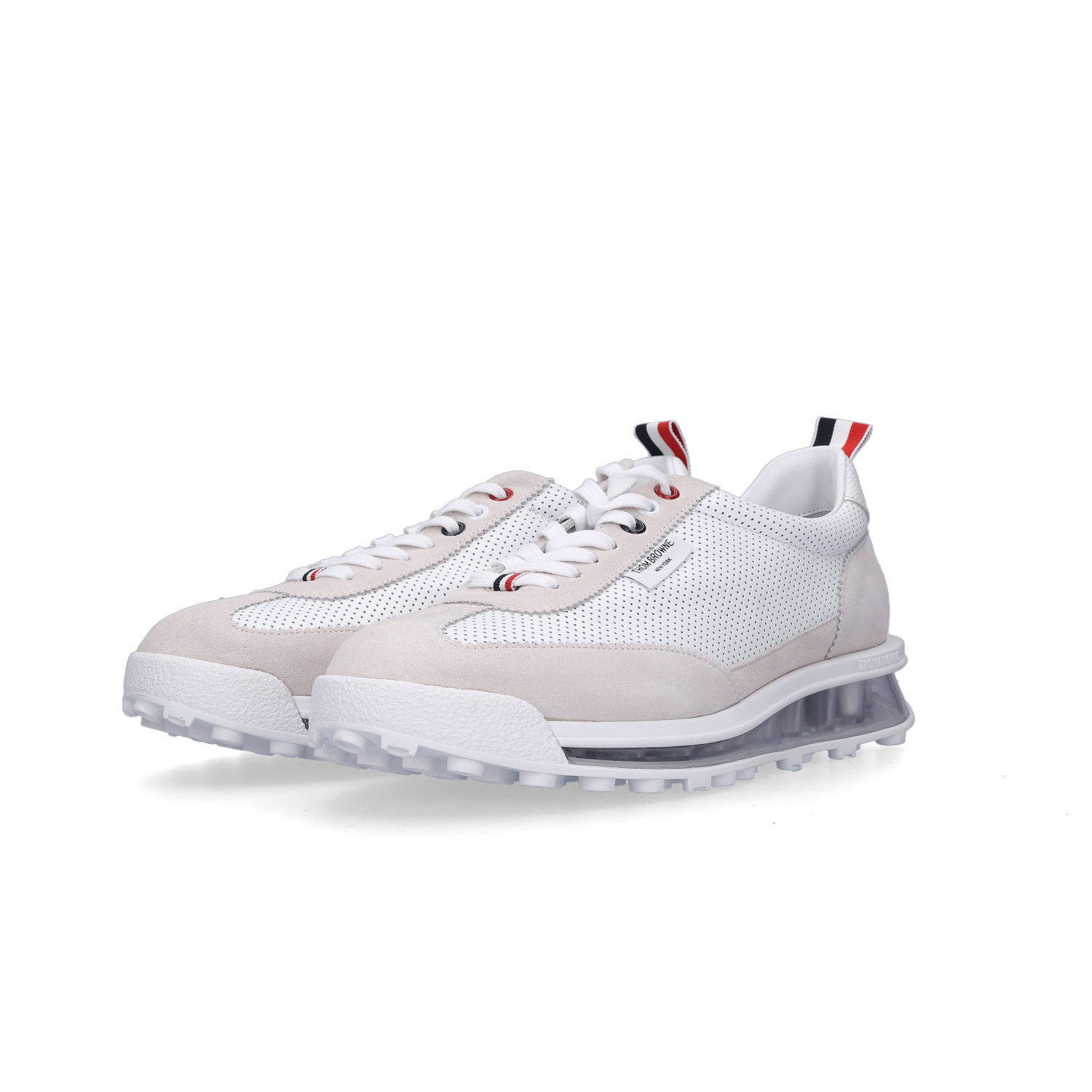 Thom Browne Vitello Calf Leather Clear Sole Tech Runner White