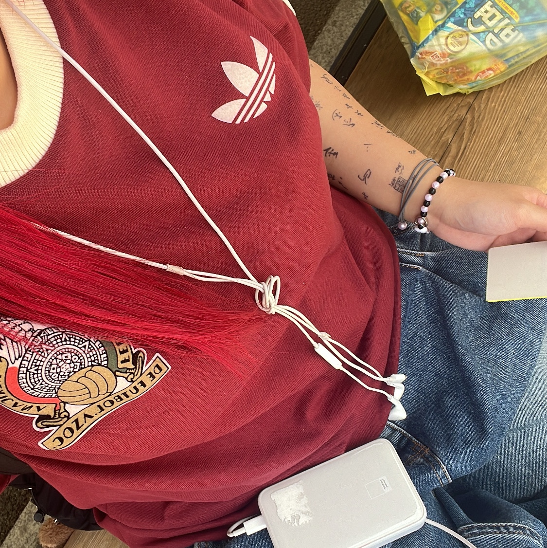 Adidas Mexico Adicolor 3S T-Shirt Noble Maroon - KR Sizing 착용 스타일