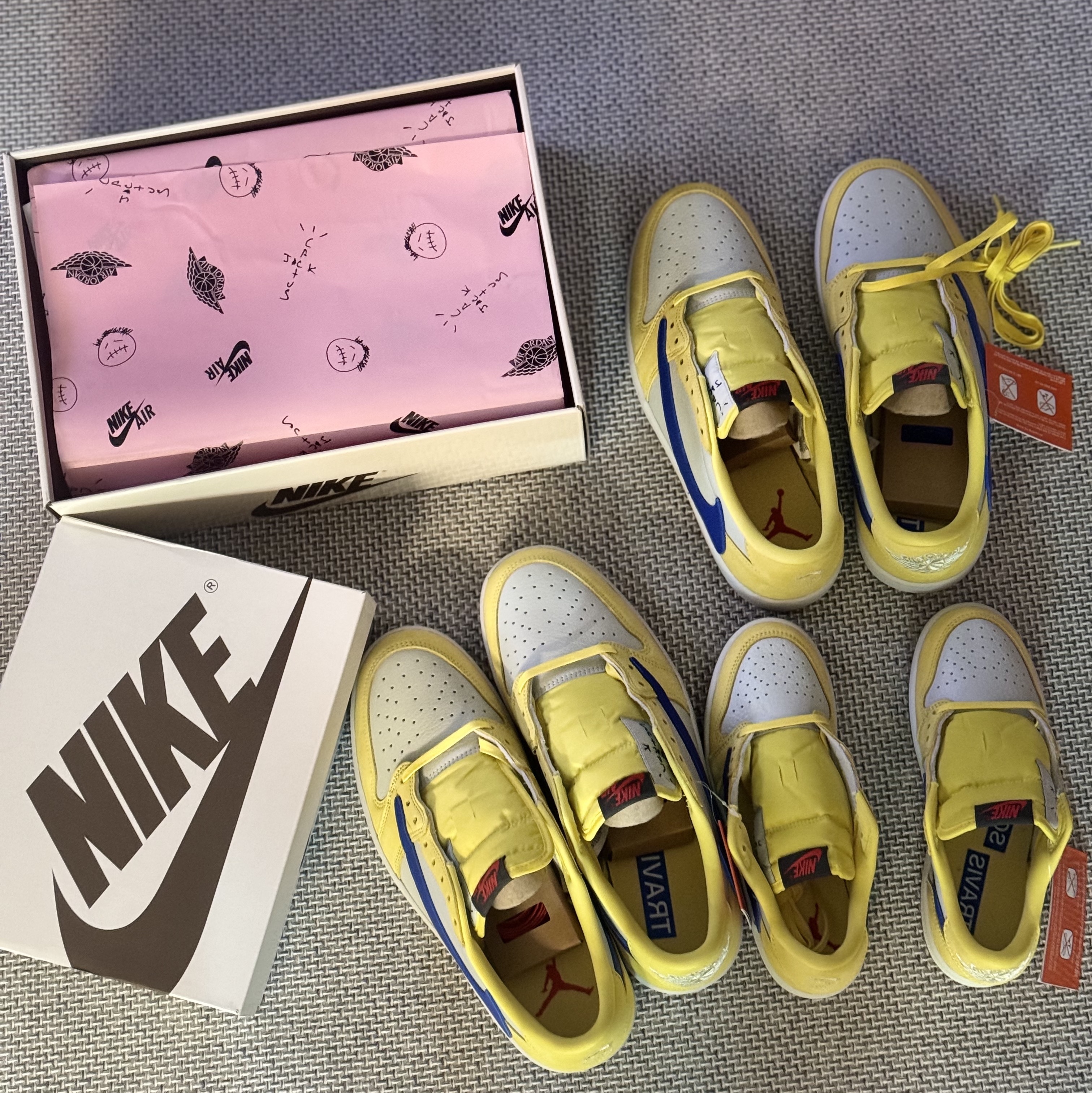 (W) Jordan 1 x Travis Scott Retro Low OG SP Canary, (PS) Jordan 1 x Travis Scott Retro Low OG SP Canary 착용 스타일 - 1