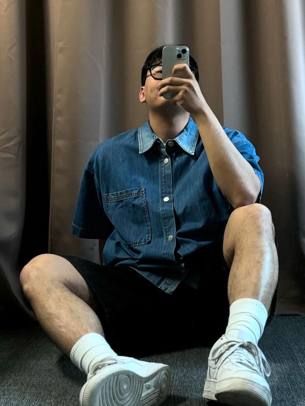 NON FLOOR Summer Sunfade Short Sleeved Shirts Blue, Nike Air Force 1 '07 Low White 착용 스타일