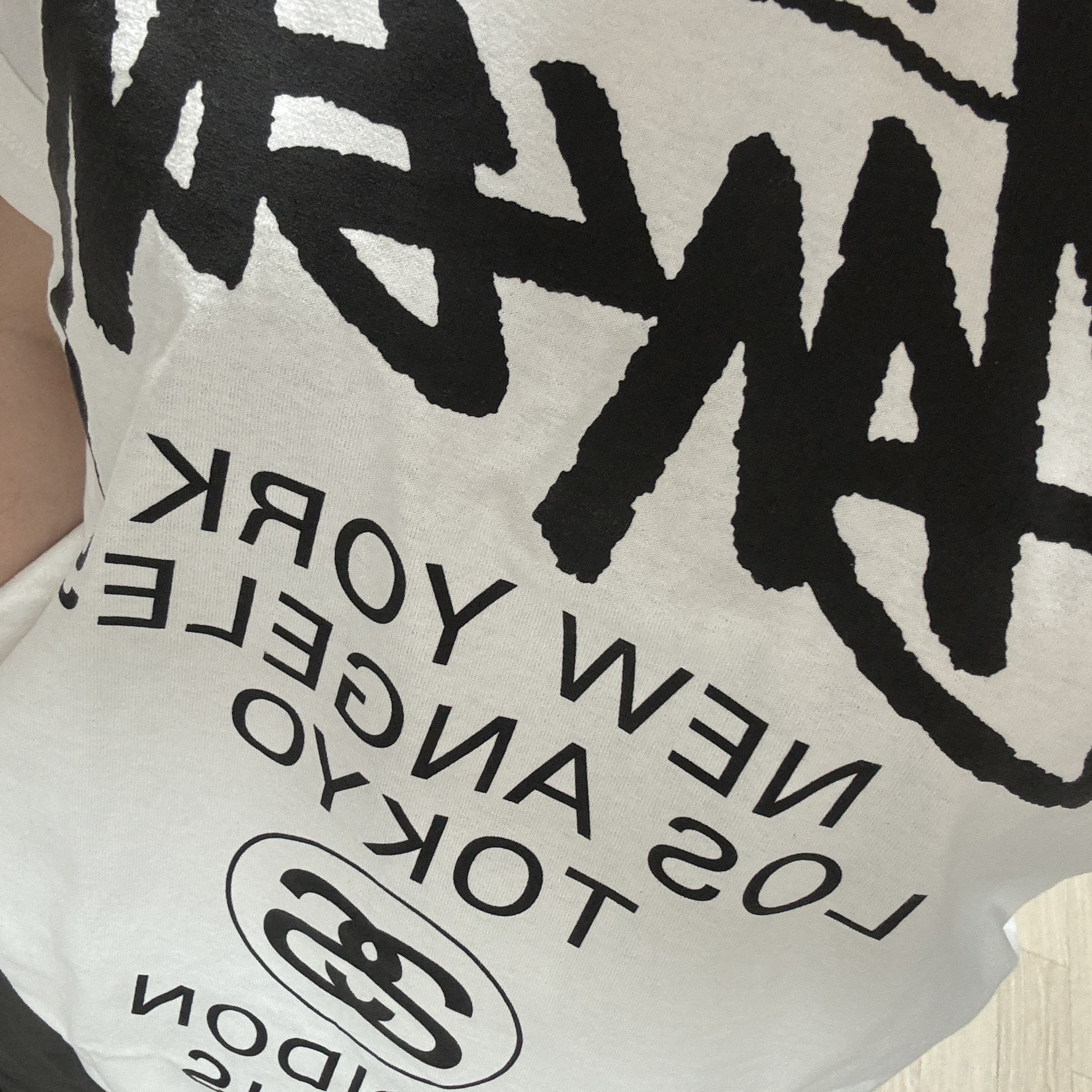 Stussy World Tour T-Shirt White 2024,2025 착용 스타일