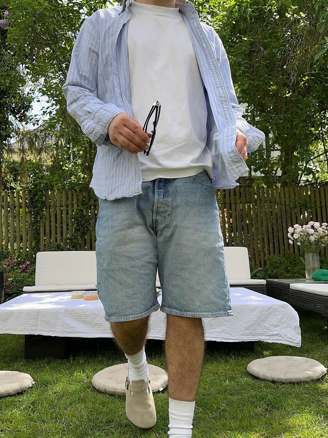 Supreme x Nike Denim Short Indigo - 24SS, Millo Archive Denim Bermuda Pants Mid Blue 착용 스타일 - 5