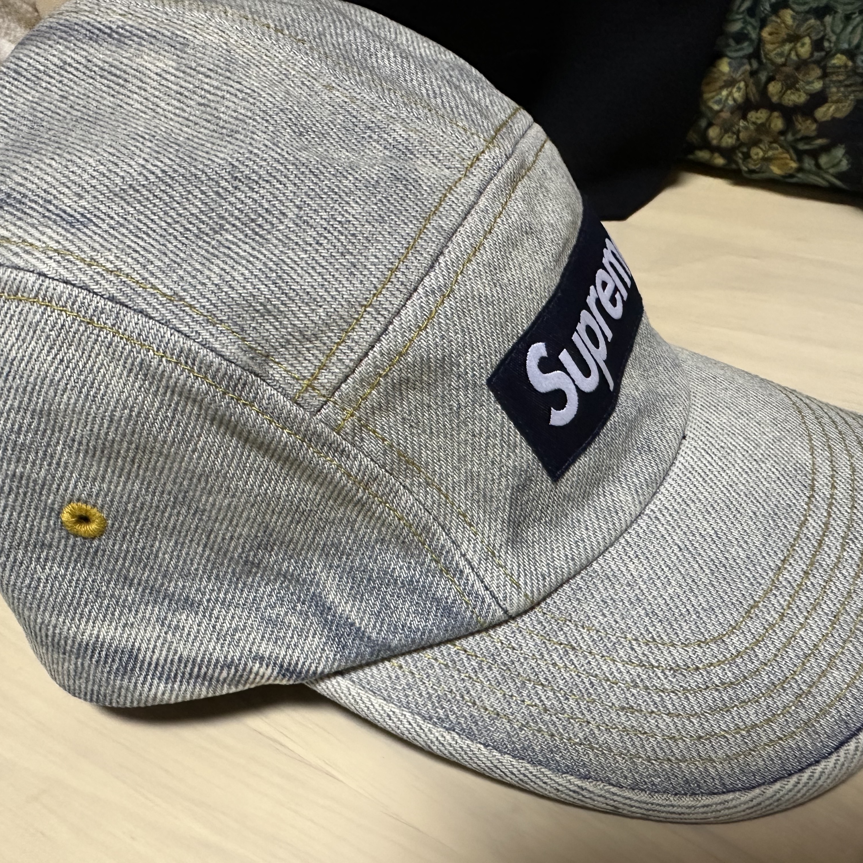Supreme Denim Camp Cap Dirty Indigo - 23SS 착용 스타일 - 1