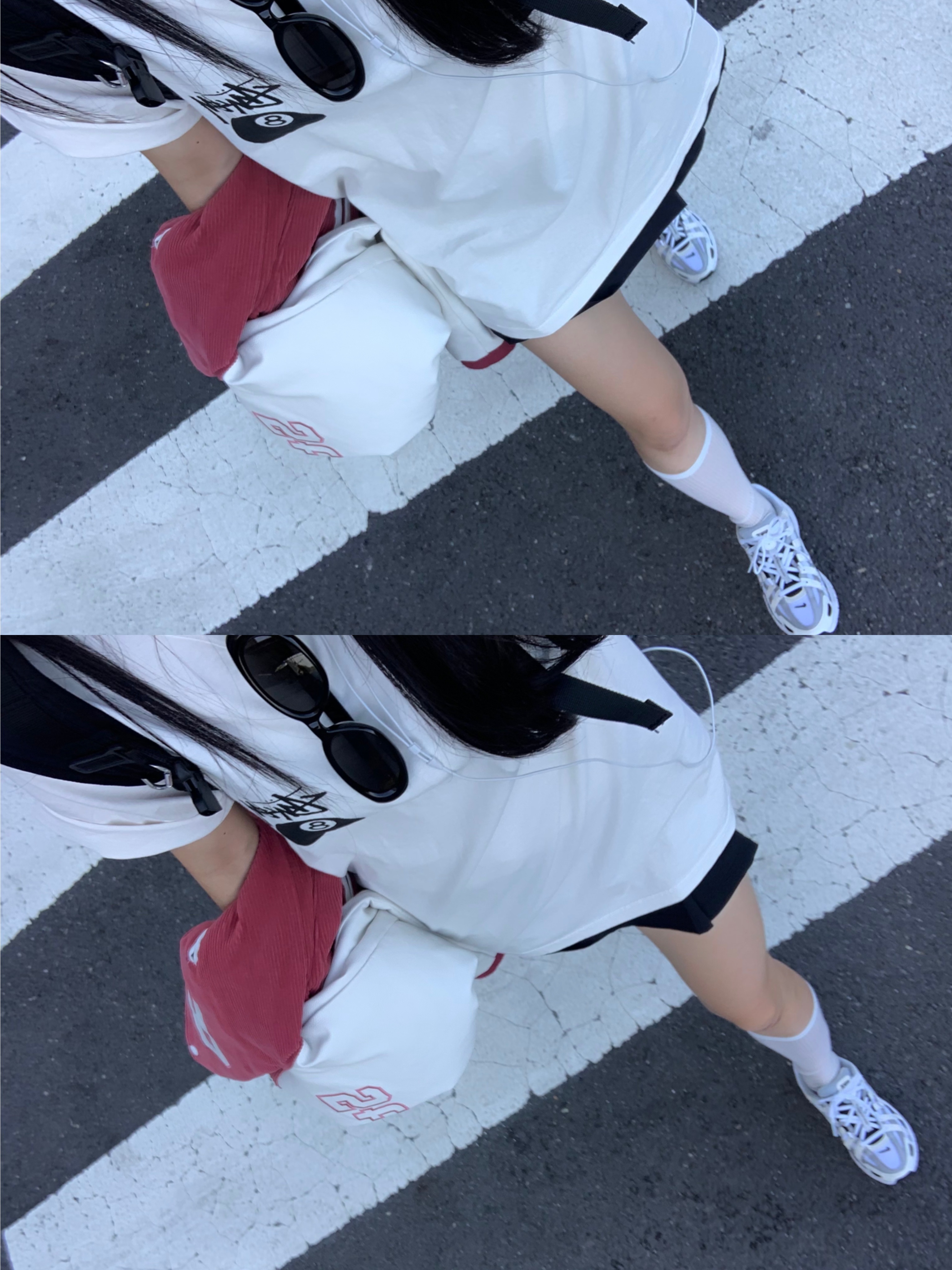 Stussy 8 Ball Pigment Dyed T-Shirt Natural, Nike P-6000 Sail Wolf Grey 착용 스타일 - 7