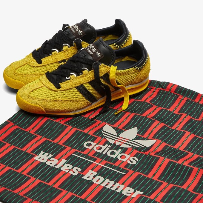 Adidas x Wales Bonner SL 76 Yellow Core Black 착용 스타일