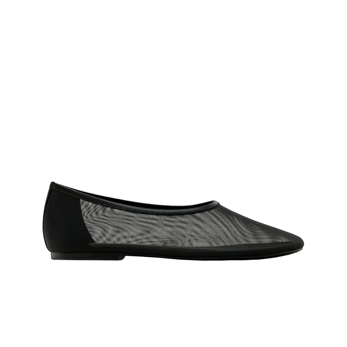 (W) 마시모두띠 메쉬 발레 플랫 블랙((W) Massimo Dutti Mesh Ballet Flat Black)