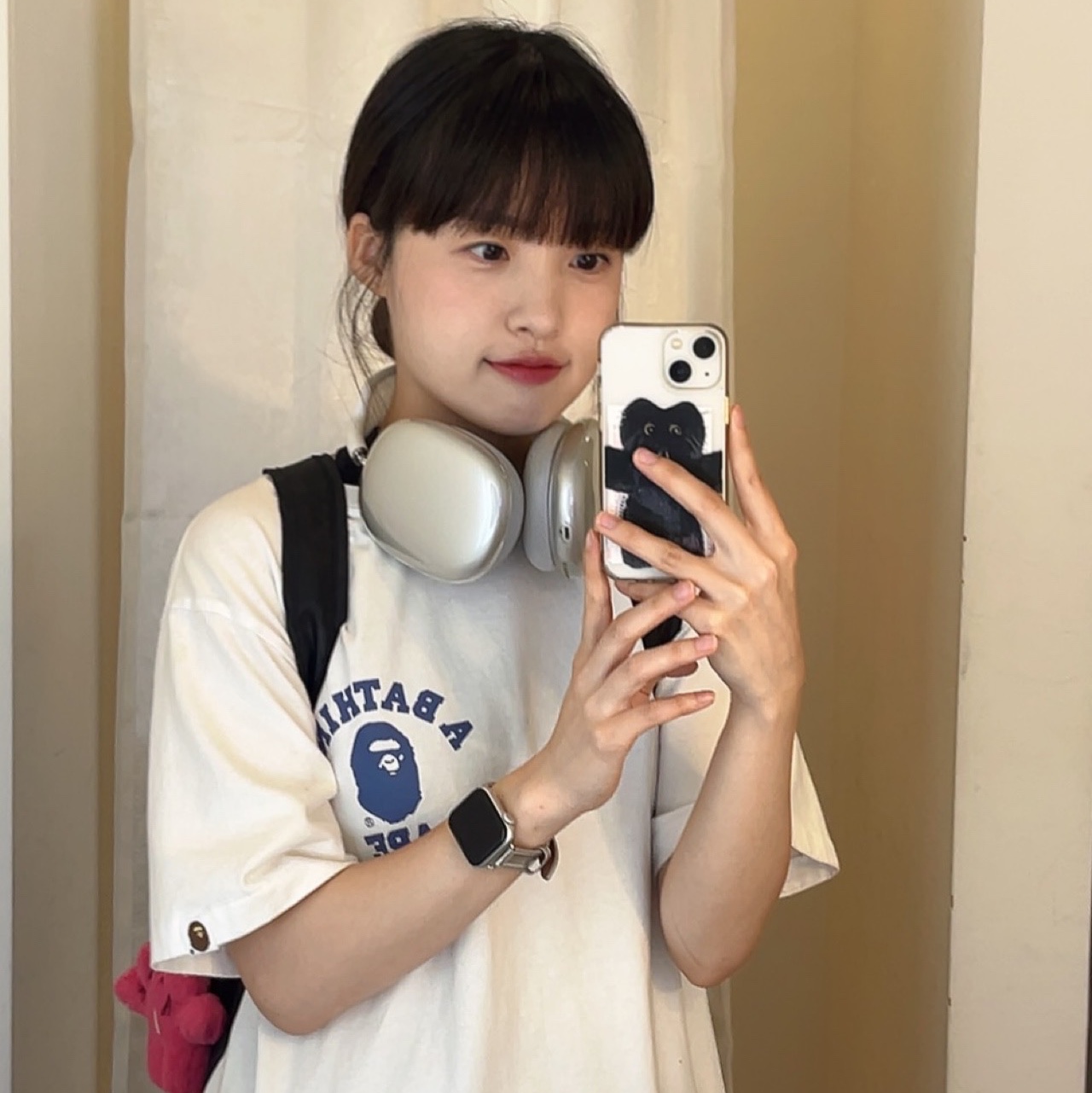 Godashin Cats Keyring Pink, Apple AirPods Max Lightning Silver (Korean Ver.) 착용 스타일 - 1