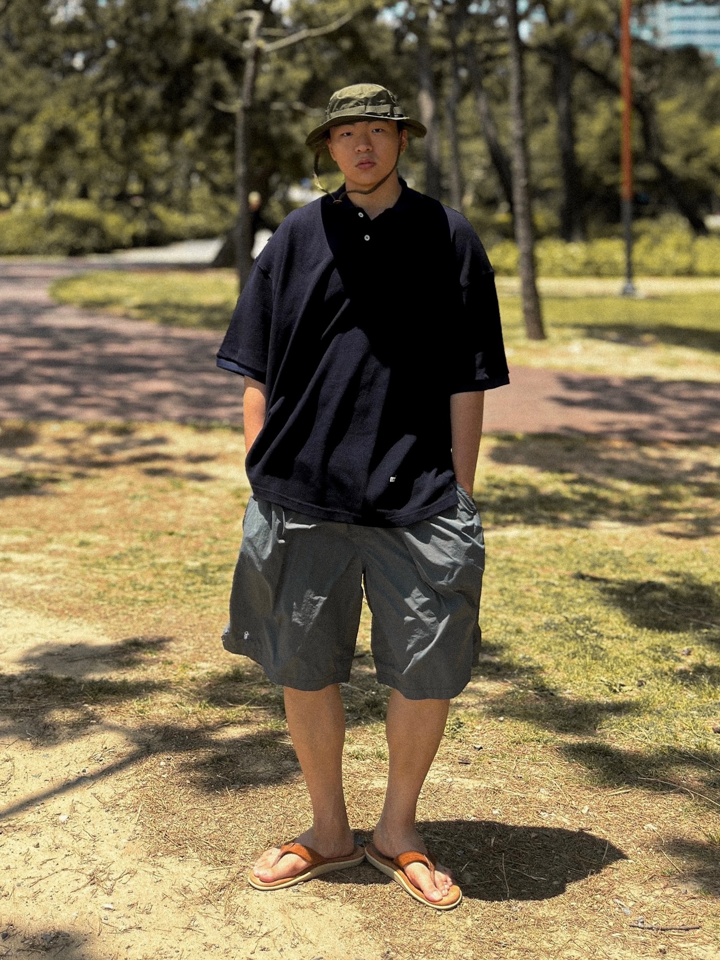 YMCL KY Jungle Hat Olive 착용 스타일 - 3