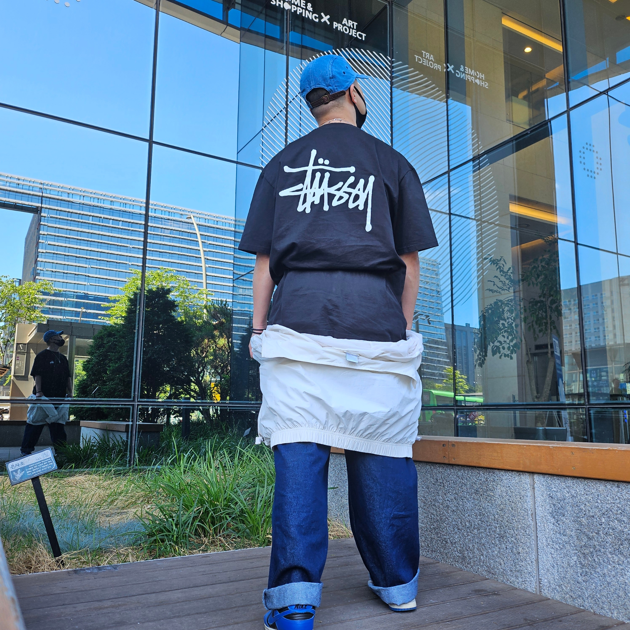 Supreme Washed Chino Twill Camp Cap Denim - 23FW, Stussy Basic Stussy T-Shirt Black 2023 착용 스타일 - 4