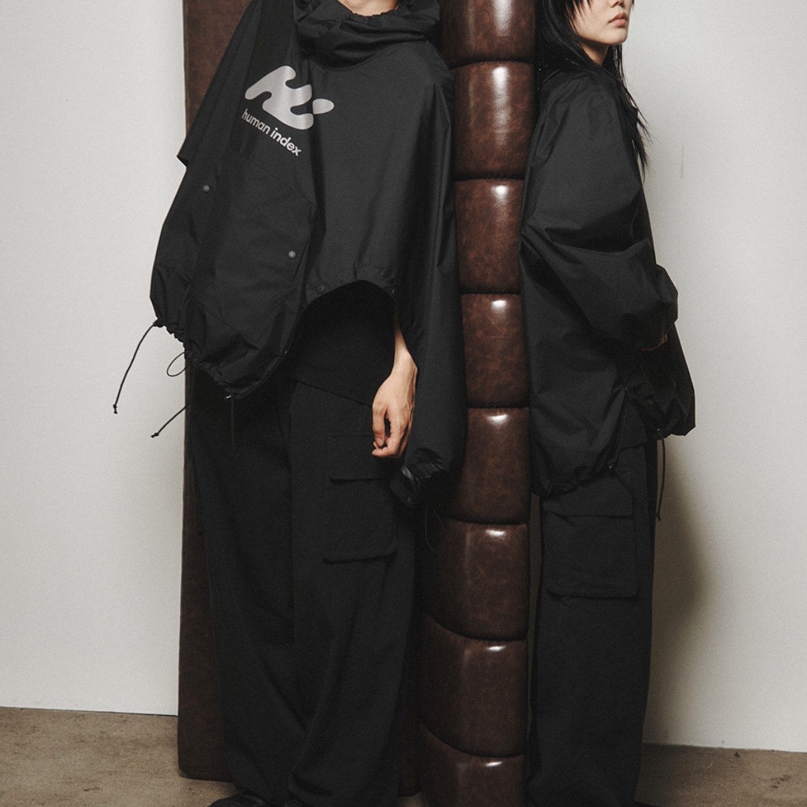 Polyteru Human Index Human Loosed Half Zip Knit Gray, Polyteru Human Index Index Track Pants Black/White 착용 스타일 - 2