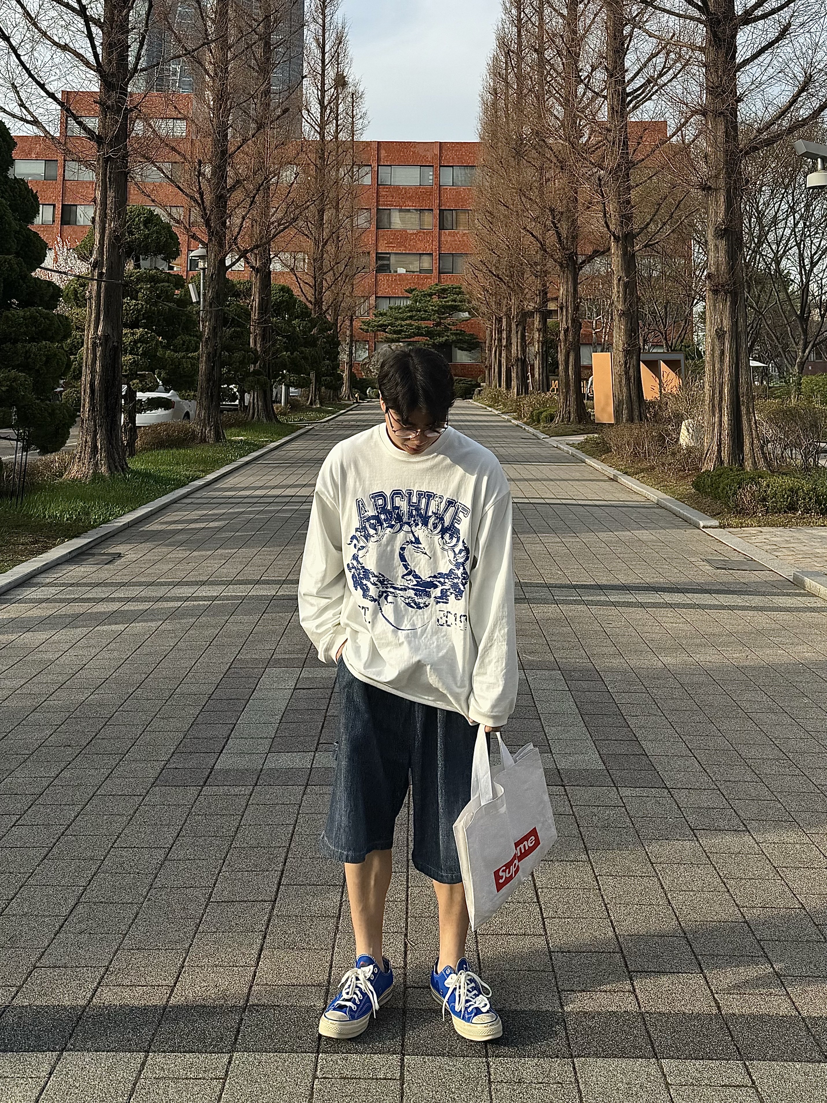 Converse x Ader Error Chuck 70 Ox Imperial Blue 착용 스타일