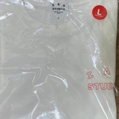 IAB Studio Line Logo T-Shirt White Orange 착용 스타일 - 1