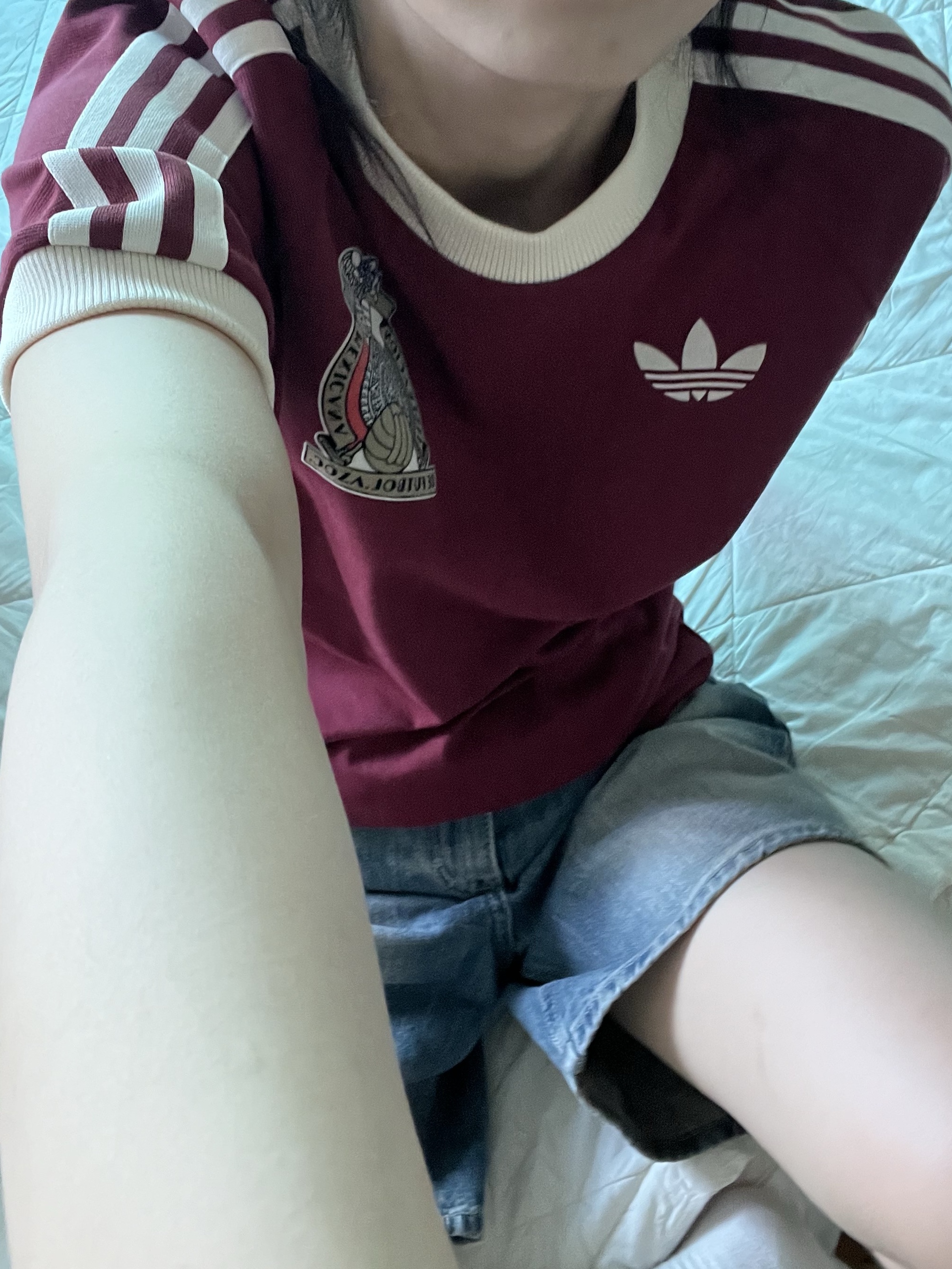 Adidas Mexico Adicolor 3S T-Shirt Noble Maroon - KR Sizing 착용 스타일