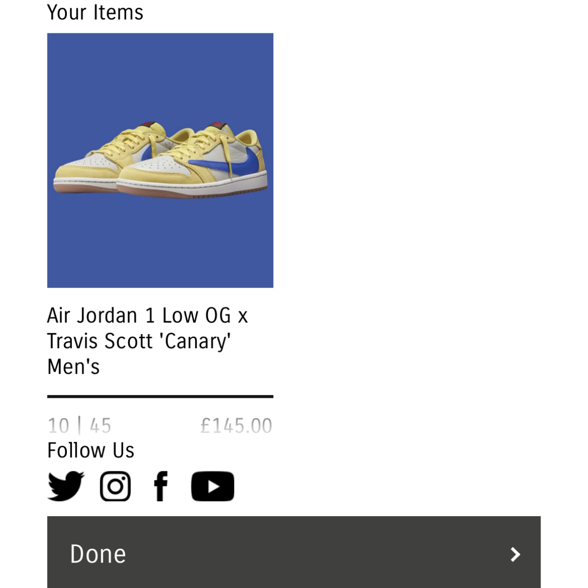 (W) Jordan 1 x Travis Scott Retro Low OG SP Canary 착용 스타일 - 1