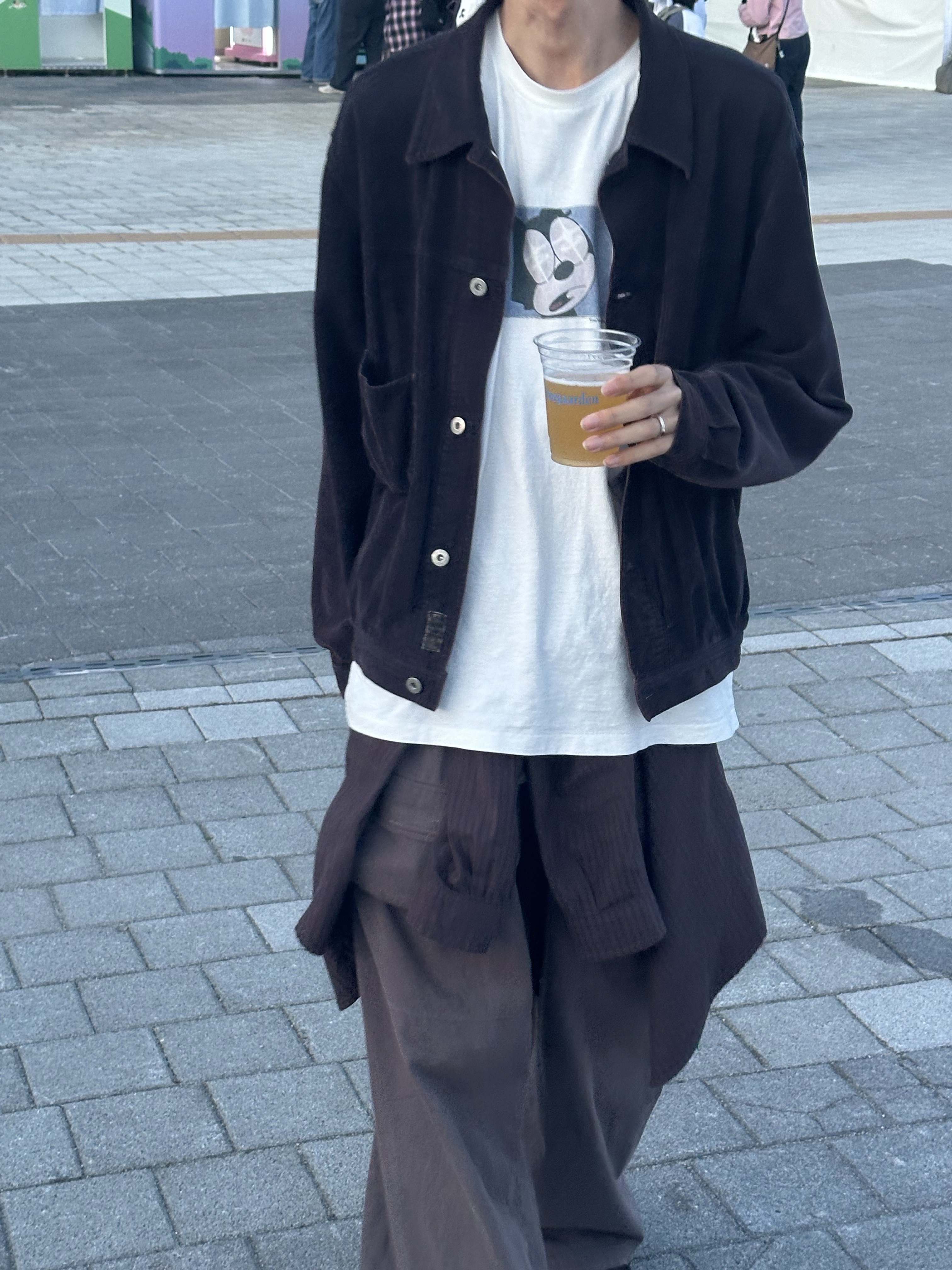 Polyteru x 1011 Paisley Trucker Jacket Corduroy Dark Purple Navy, [프리오더] Polyteru Sliders Shoes Dark Brown 착용 스타일 - 3